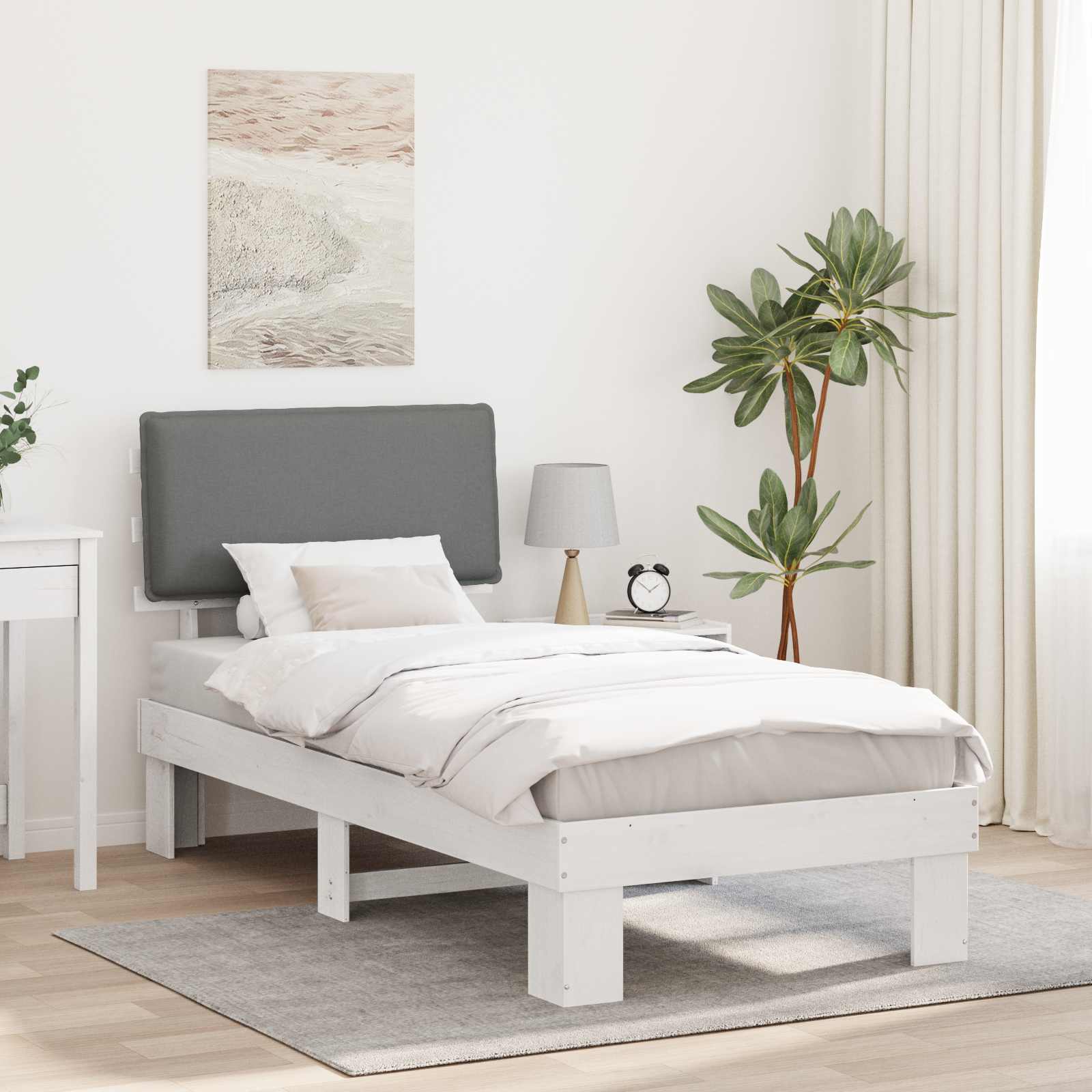 Bedframe met Gevoerd Hoofdgedeelte Lichtgrijs 90 x 200 cm is nu te koop bij PeponiXL, paradijselijk wonen!