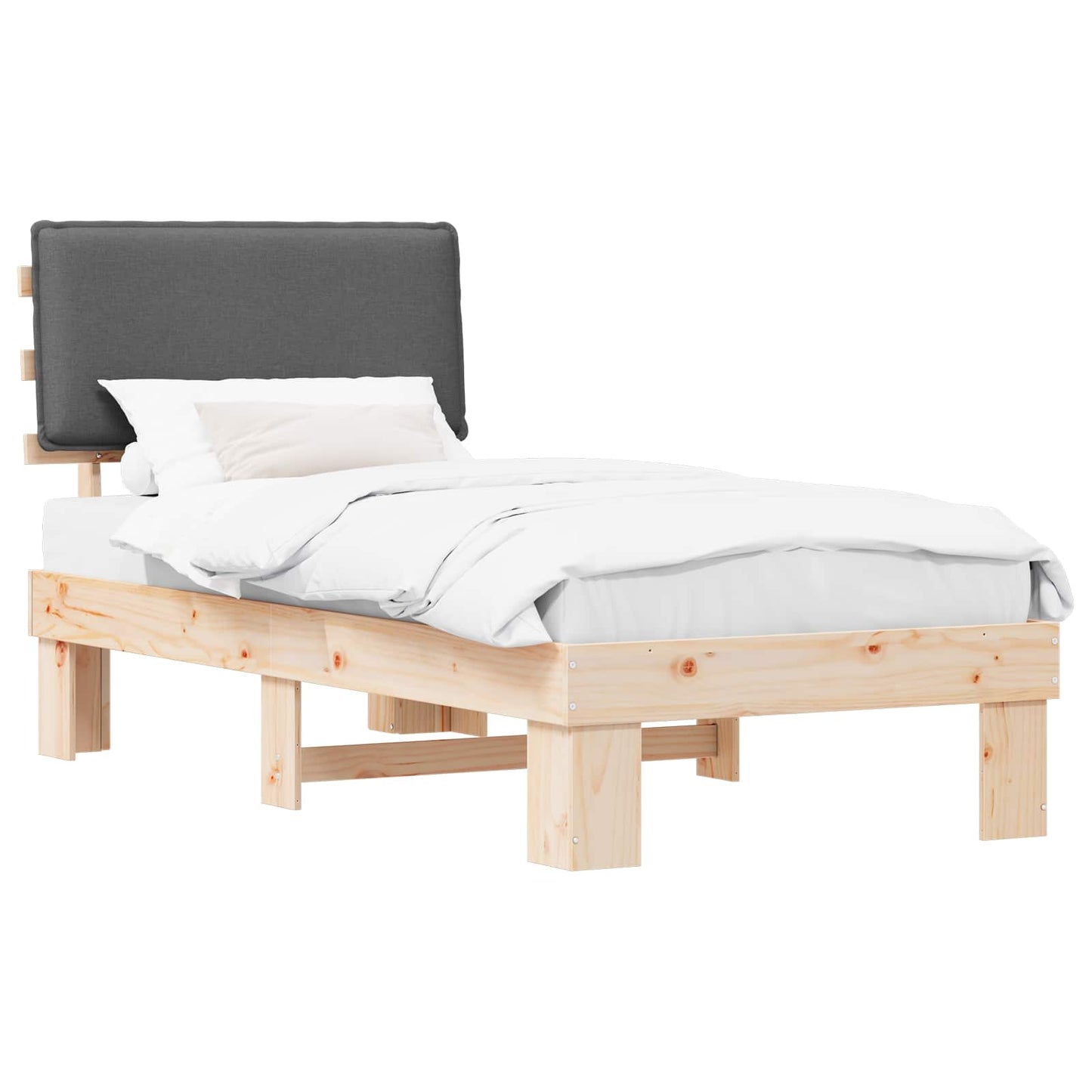 Bedframe met Gevoerd Hoofdgedeelte Donkergrijs 80 x 200 cm is nu te koop bij PeponiXL, paradijselijk wonen!
