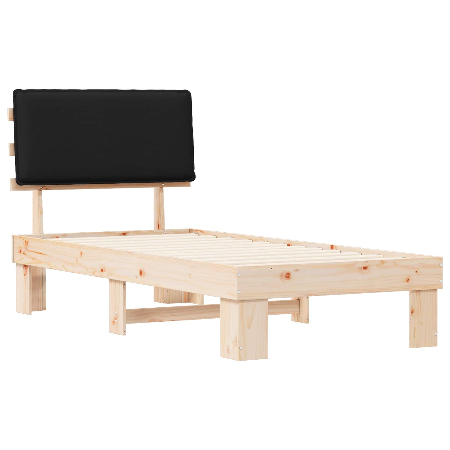 Bedframe met Gevoerd Hoofdgedeelte Zwart 80 x 200 cm is nu te koop bij PeponiXL, paradijselijk wonen!