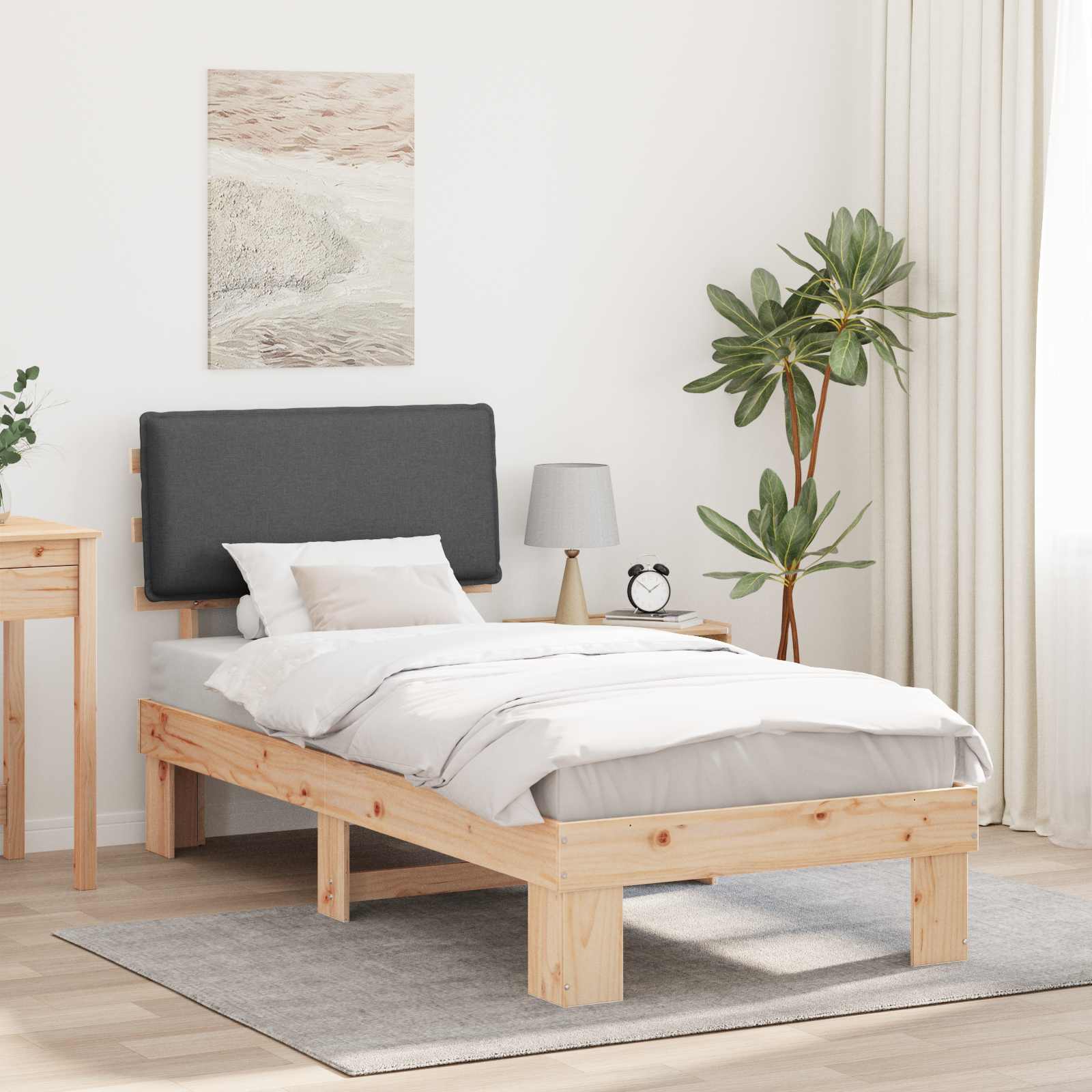 Bedframe met Gevoerd Hoofdgedeelte Donkergrijs 90 x 190 cm is nu te koop bij PeponiXL, paradijselijk wonen!