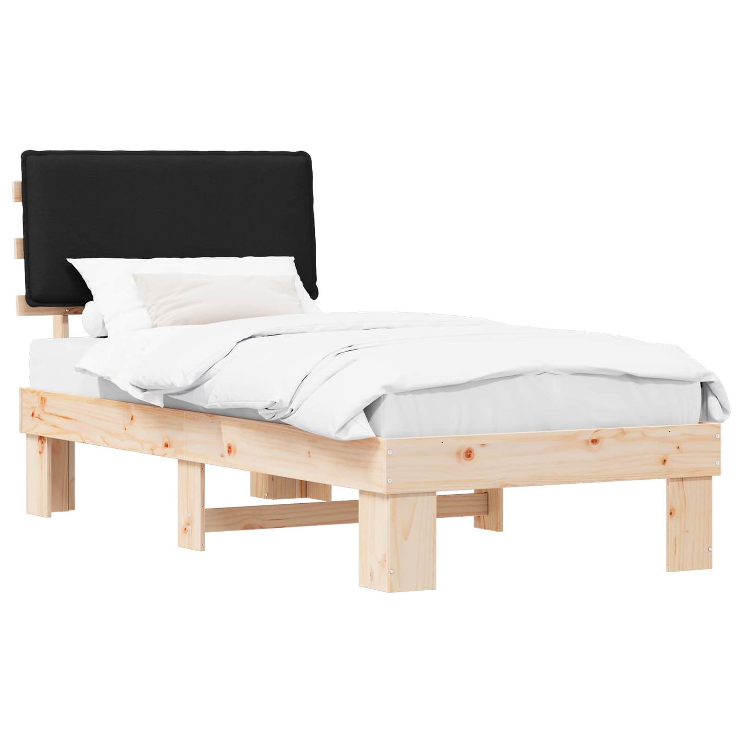 Bedframe met Gevoerd Hoofdgedeelte Zwart 90 x 190 cm is nu te koop bij PeponiXL, paradijselijk wonen!