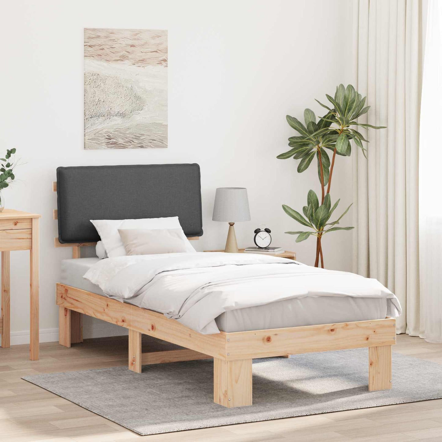 Bedframe met Gevoerd Hoofdgedeelte Donkergrijs 75 x 190 cm is nu te koop bij PeponiXL, paradijselijk wonen!