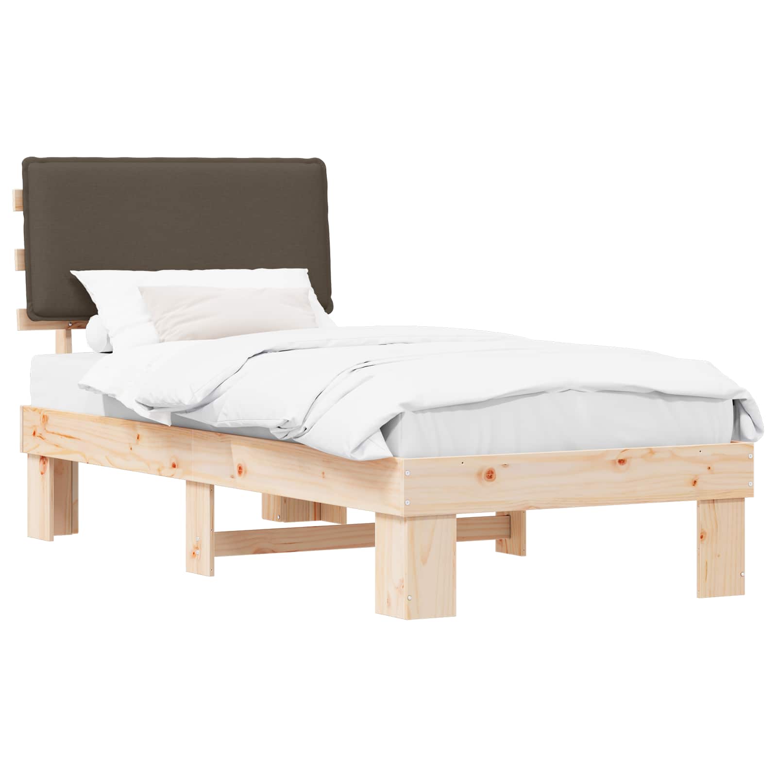 Bedframe met Gevoerd Hoofdgedeelte Taupe 75 x 190 cm is nu te koop bij PeponiXL, paradijselijk wonen!