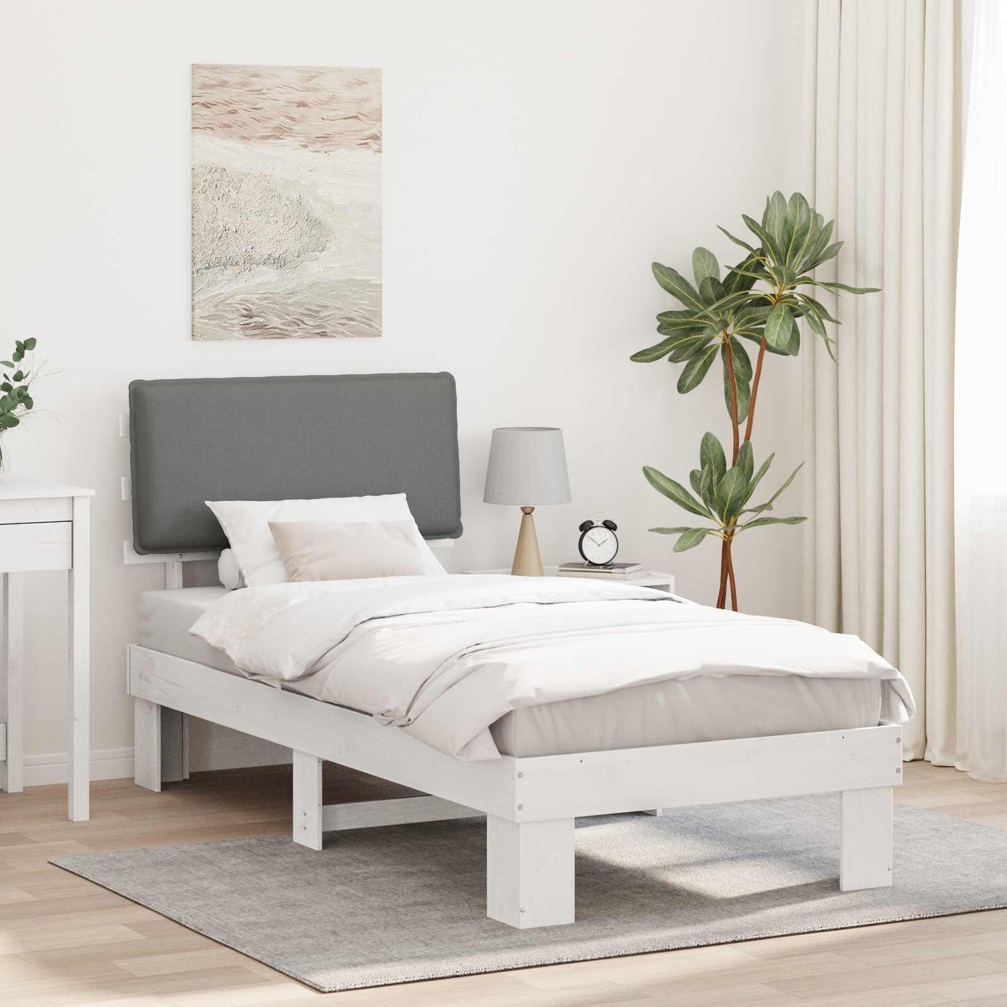 Bedframe met Gevoerd Hoofdgedeelte Lichtgrijs 75 x 190 cm is nu te koop bij PeponiXL, paradijselijk wonen!