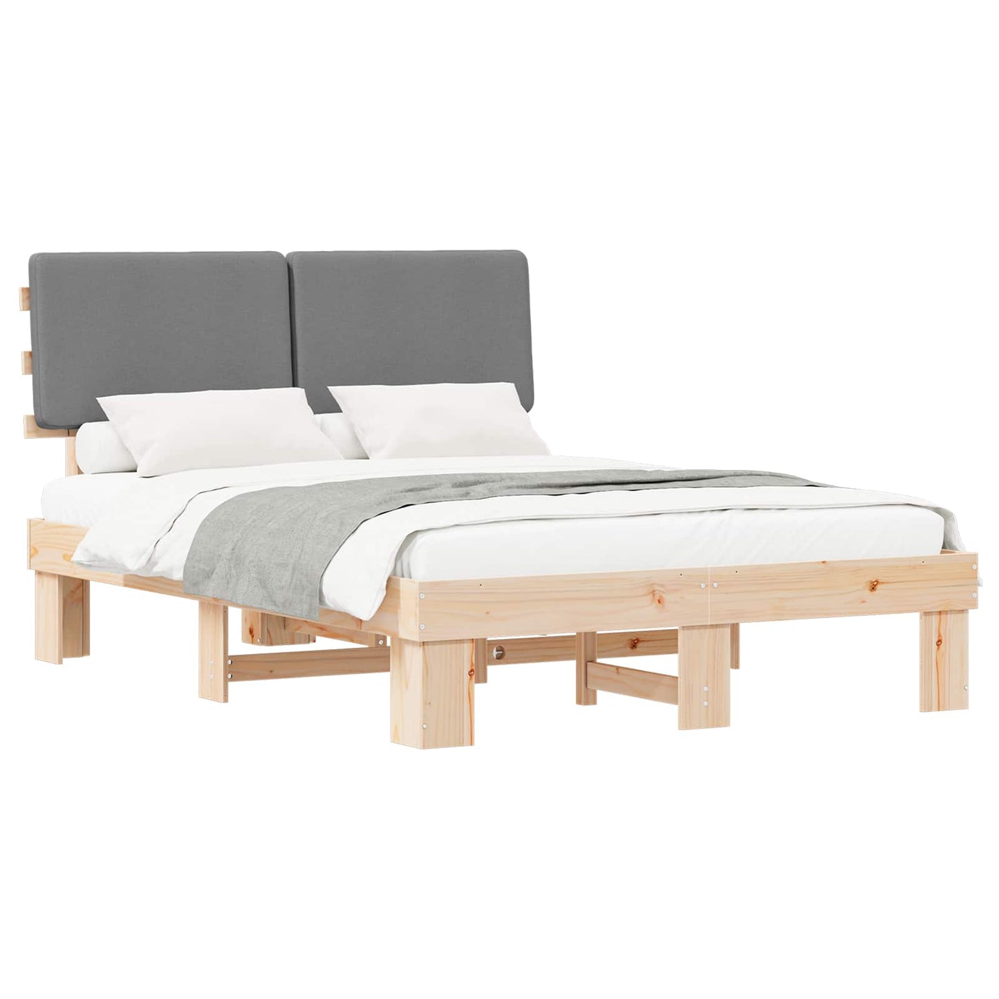 Bedframe met Gevoerd Hoofdgedeelte Lichtgrijs 150 x 200 cm is nu te koop bij PeponiXL, paradijselijk wonen!