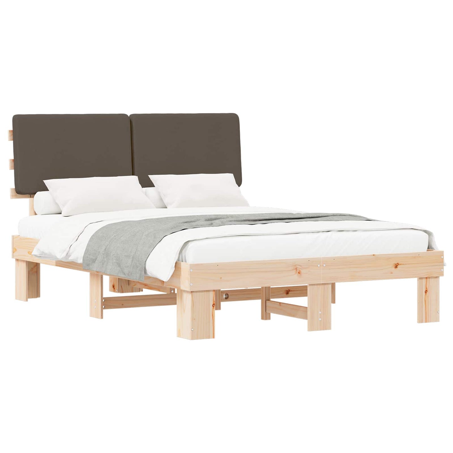 Bedframe met Gevoerd Hoofdgedeelte Taupe 150 x 200 cm is nu te koop bij PeponiXL, paradijselijk wonen!
