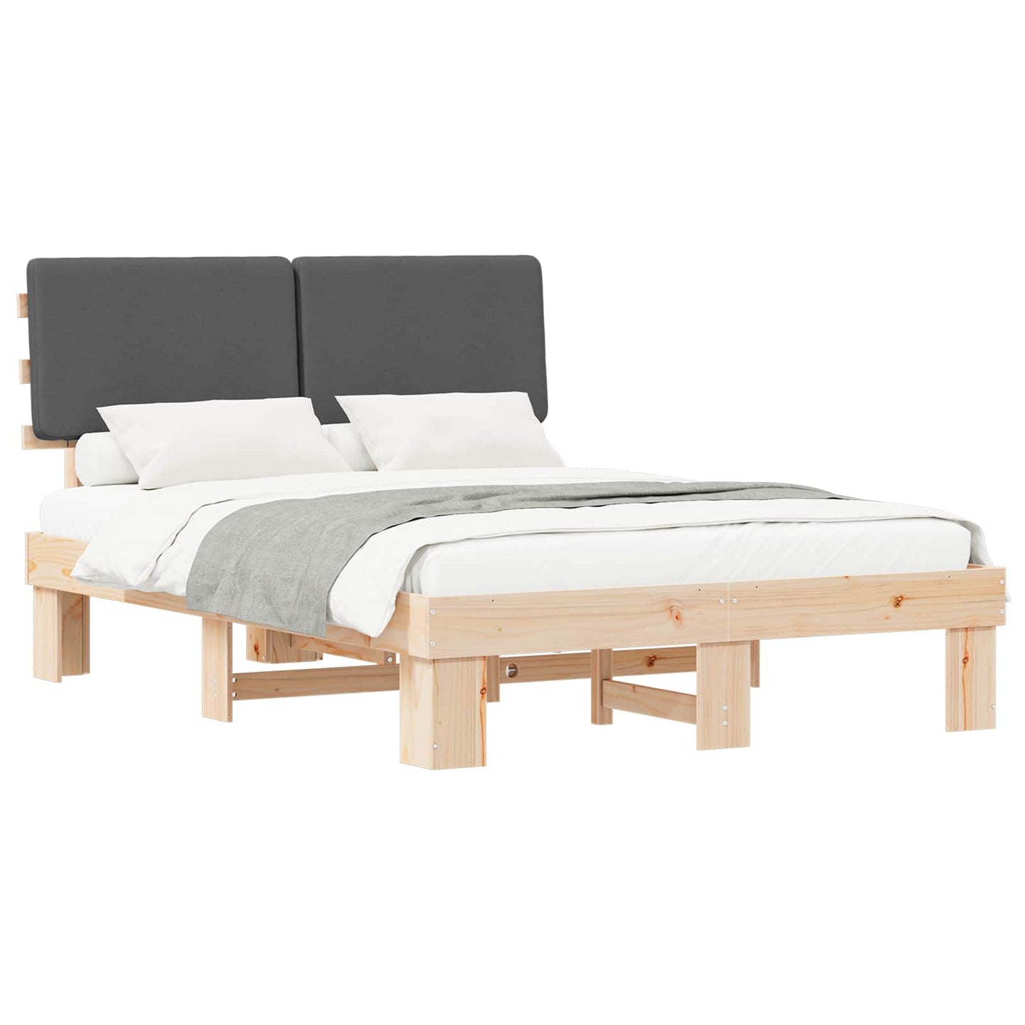 Bedframe met Gevoerd Hoofdgedeelte Donkergrijs 140 x 200 cm is nu te koop bij PeponiXL, paradijselijk wonen!