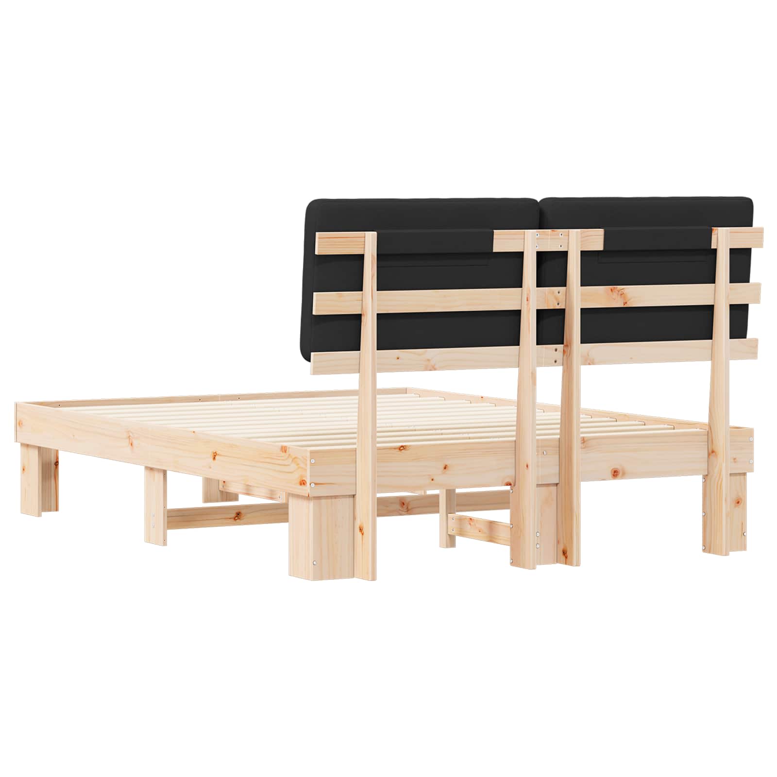 Bedframe met Gevoerd Hoofdgedeelte Zwart 135 x 190 cm is nu te koop bij PeponiXL, paradijselijk wonen!