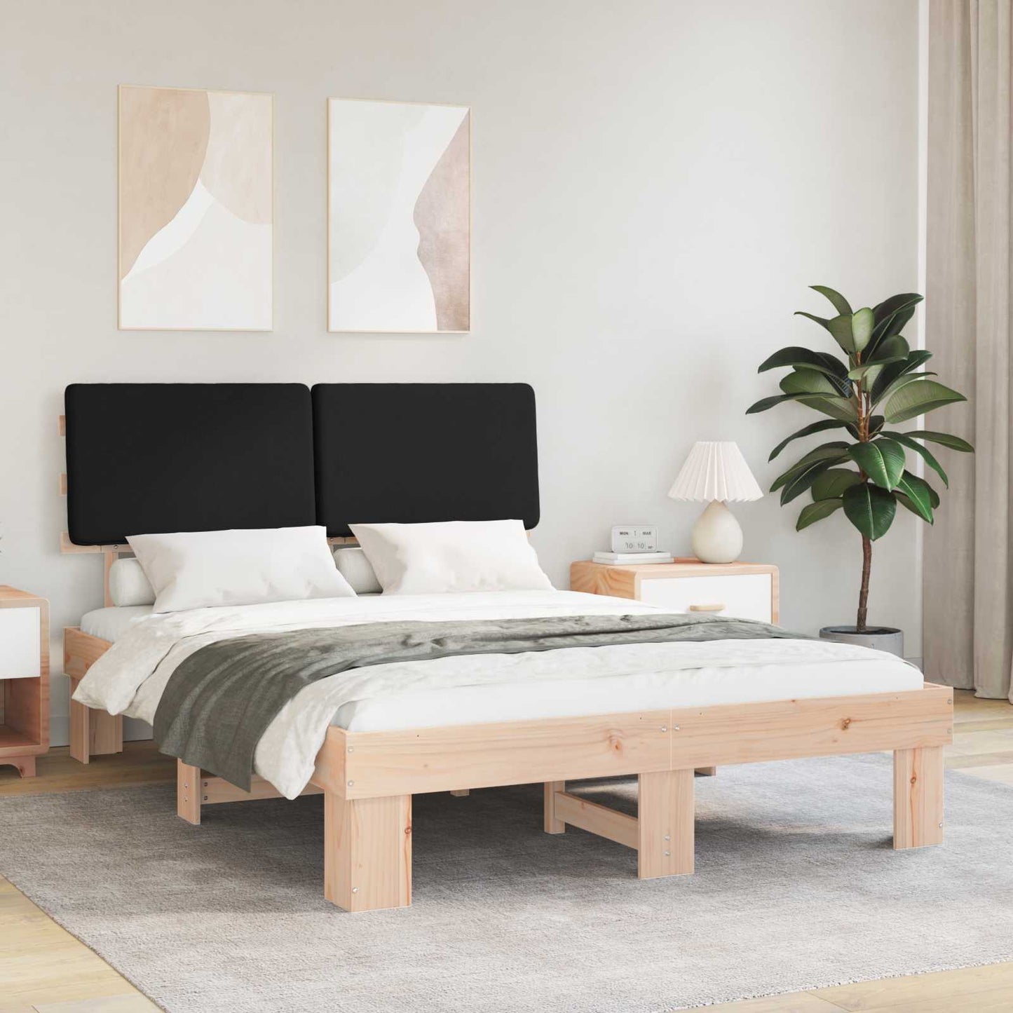 Bedframe met Gevoerd Hoofdgedeelte Zwart 120 x 190 cm is nu te koop bij PeponiXL, paradijselijk wonen!