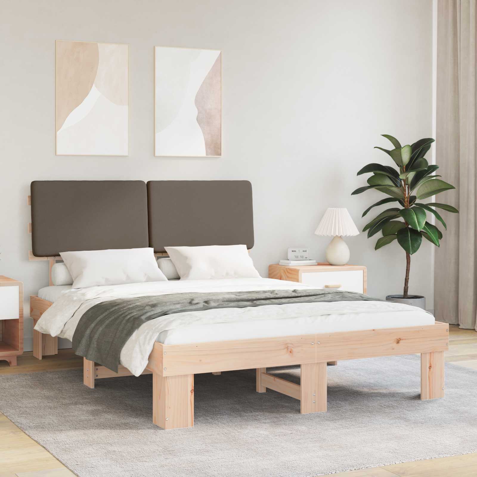 Bedframe met Gevoerd Hoofdgedeelte Taupe 120 x 190 cm is nu te koop bij PeponiXL, paradijselijk wonen!