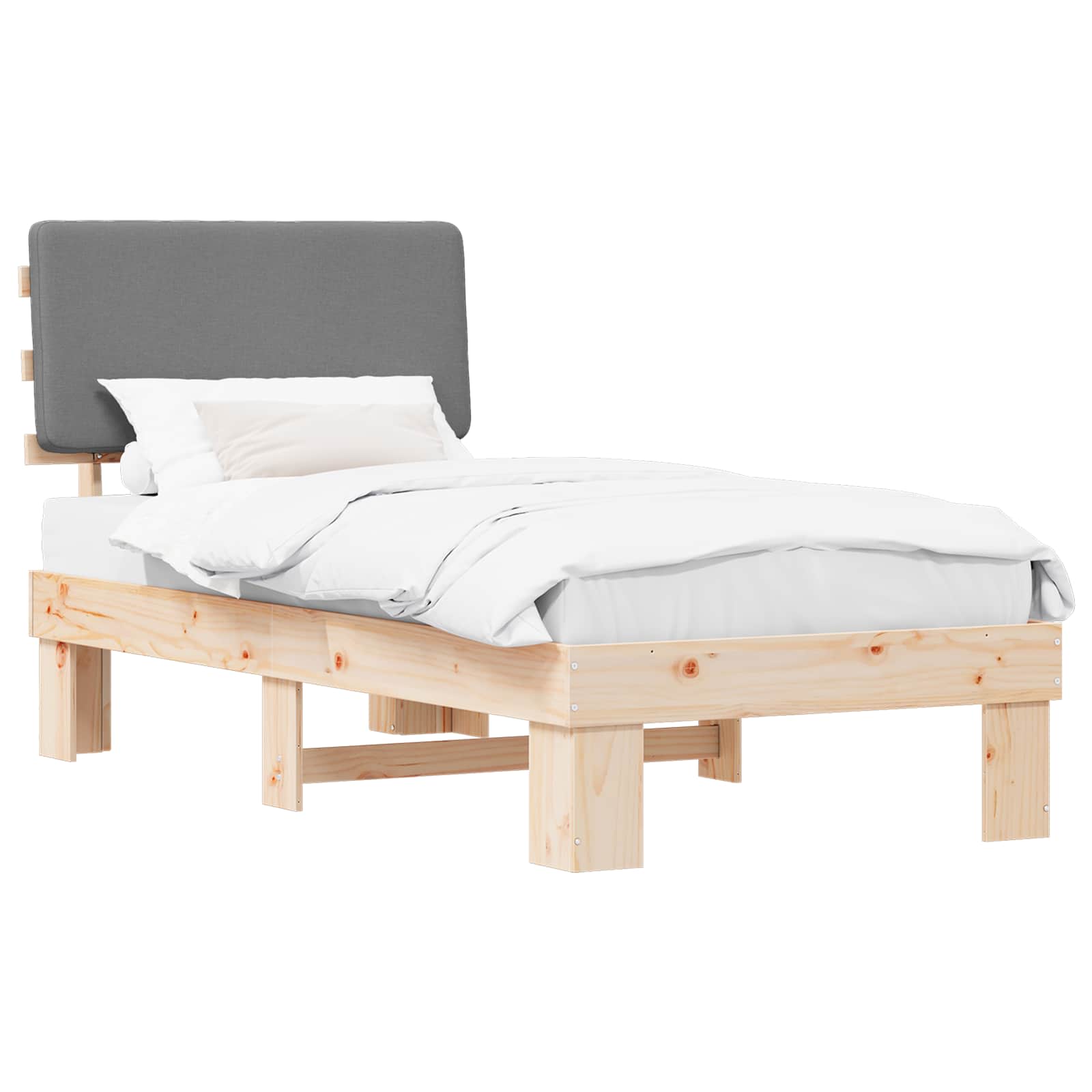 Bedframe met Gevoerd Hoofdgedeelte Lichtgrijs 100 x 200 cm is nu te koop bij PeponiXL, paradijselijk wonen!