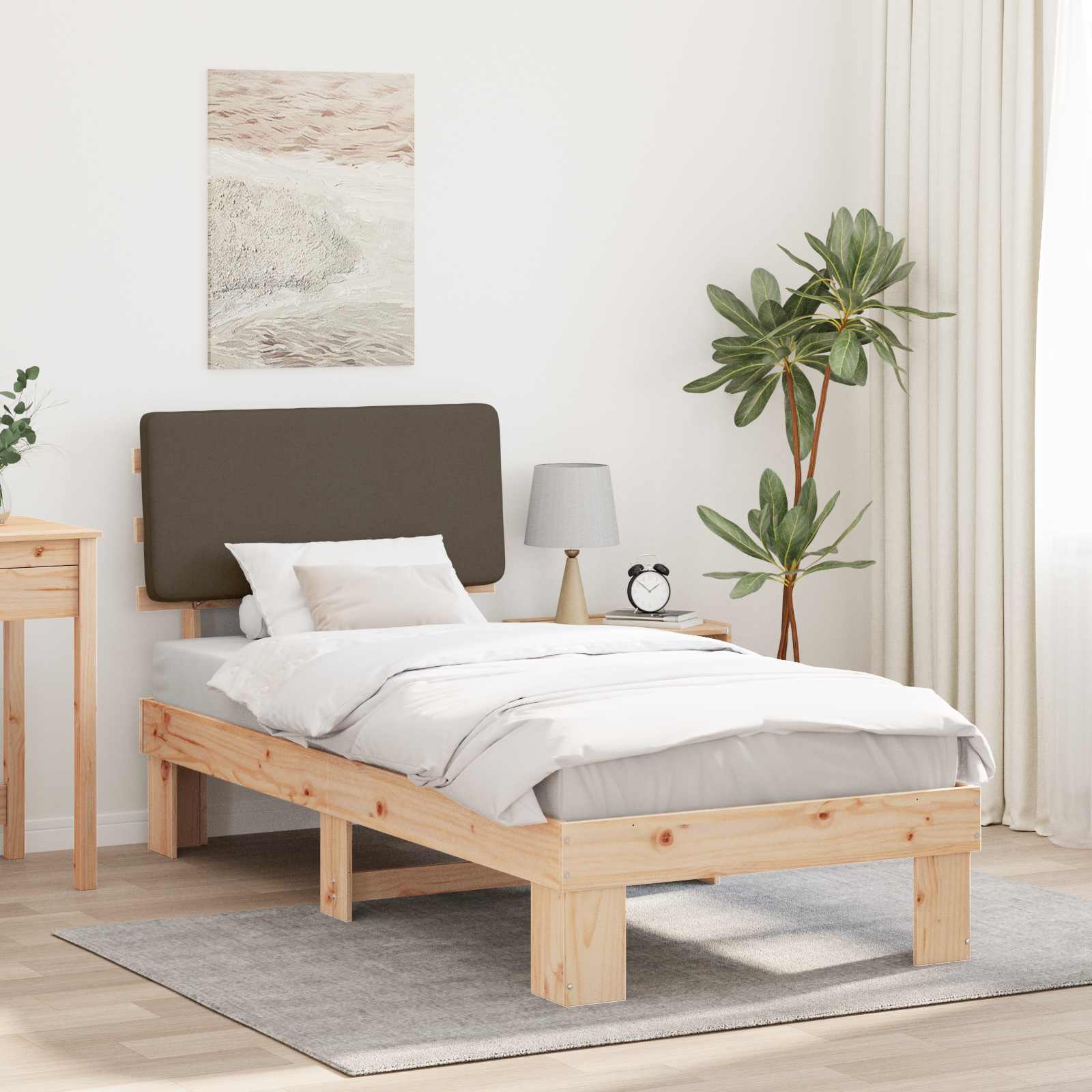 Bedframe met Gevoerd Hoofdgedeelte Taupe 100 x 200 cm is nu te koop bij PeponiXL, paradijselijk wonen!