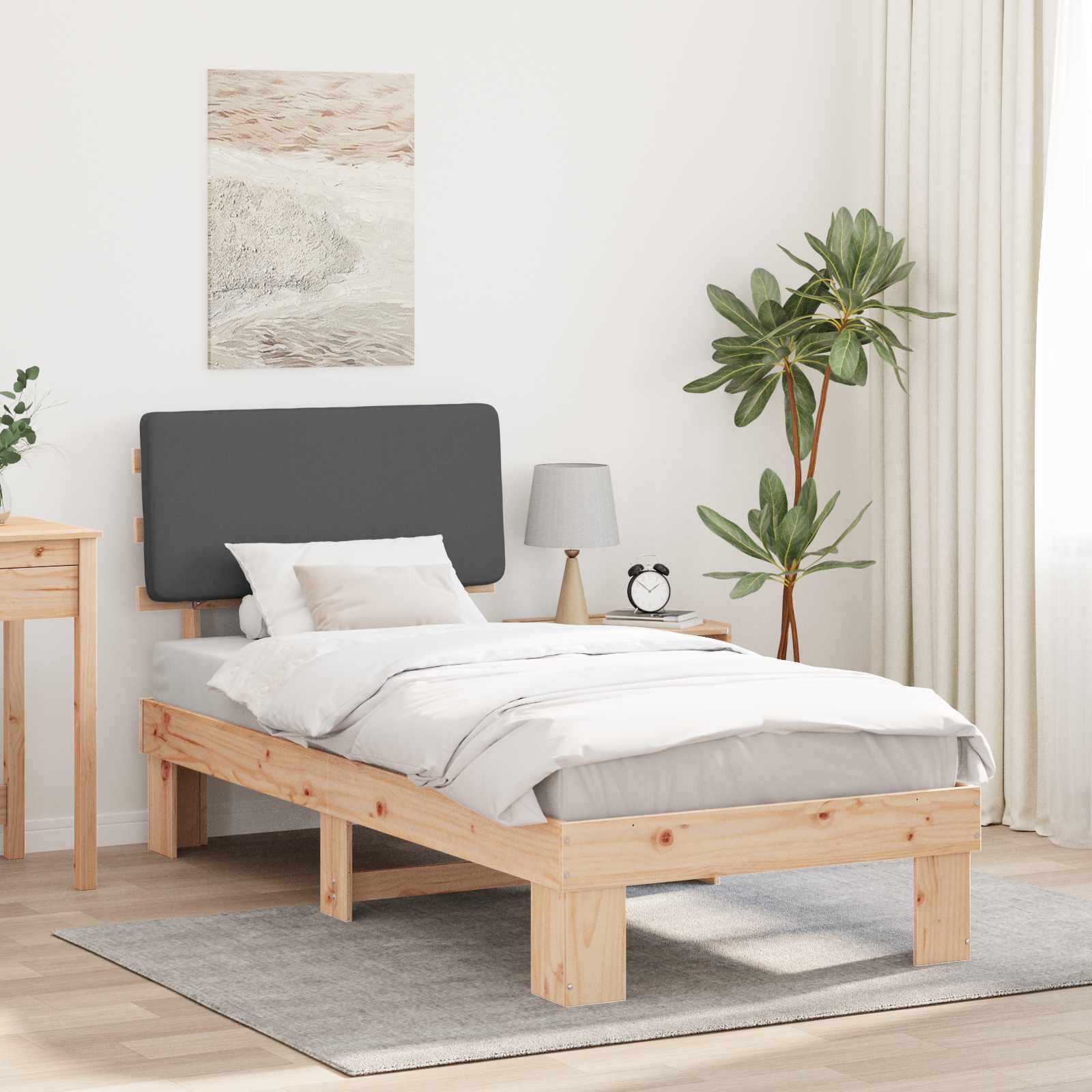 Bedframe met Gevoerd Hoofdgedeelte Donkergrijs 90 x 200 cm is nu te koop bij PeponiXL, paradijselijk wonen!