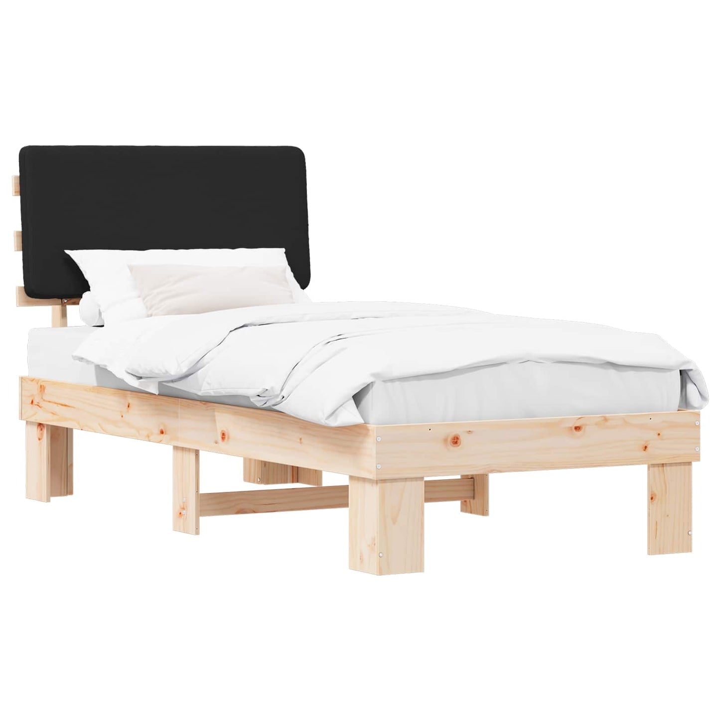 Bedframe met Gevoerd Hoofdgedeelte Zwart 80 x 200 cm is nu te koop bij PeponiXL, paradijselijk wonen!