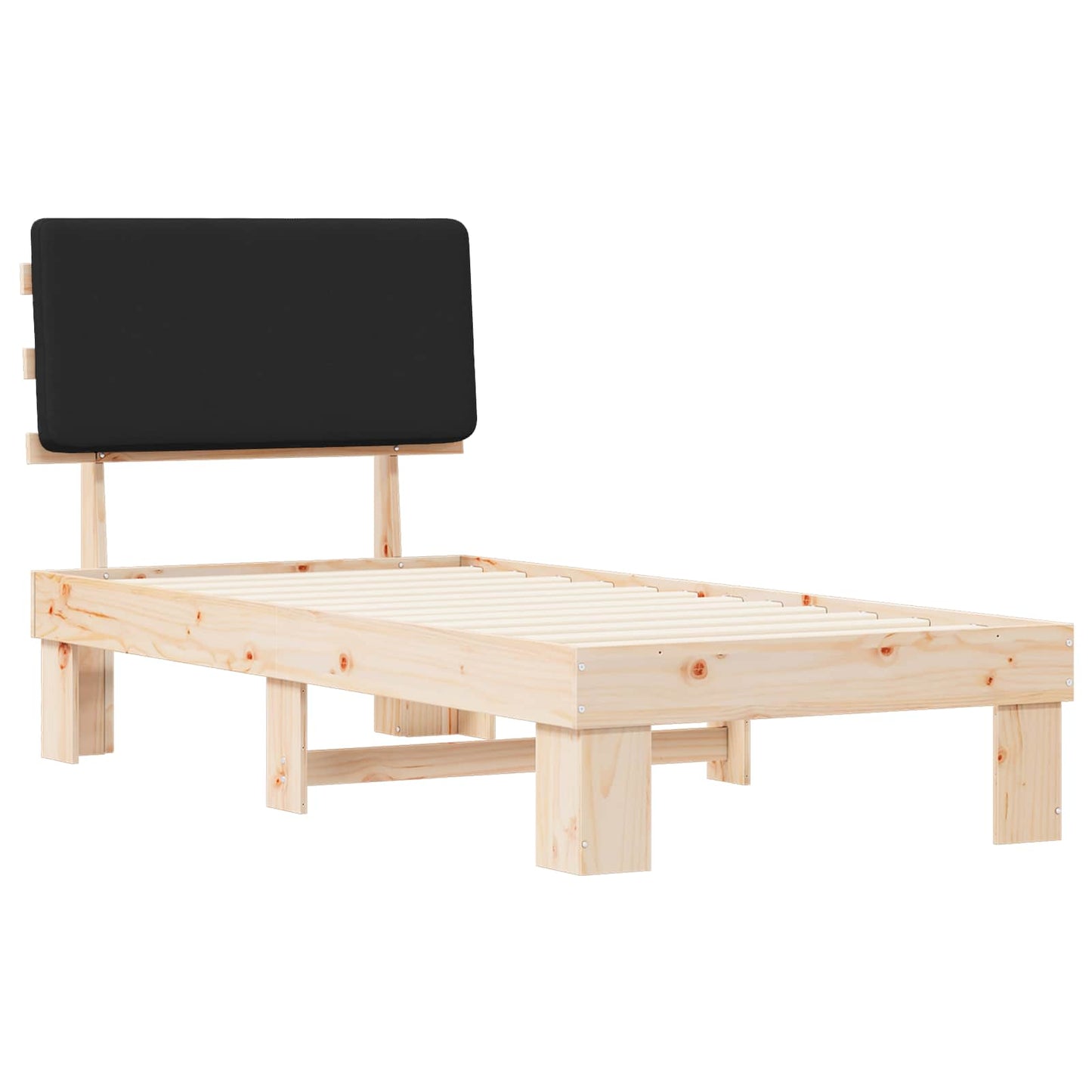 Bedframe met Gevoerd Hoofdgedeelte Zwart 80 x 200 cm is nu te koop bij PeponiXL, paradijselijk wonen!