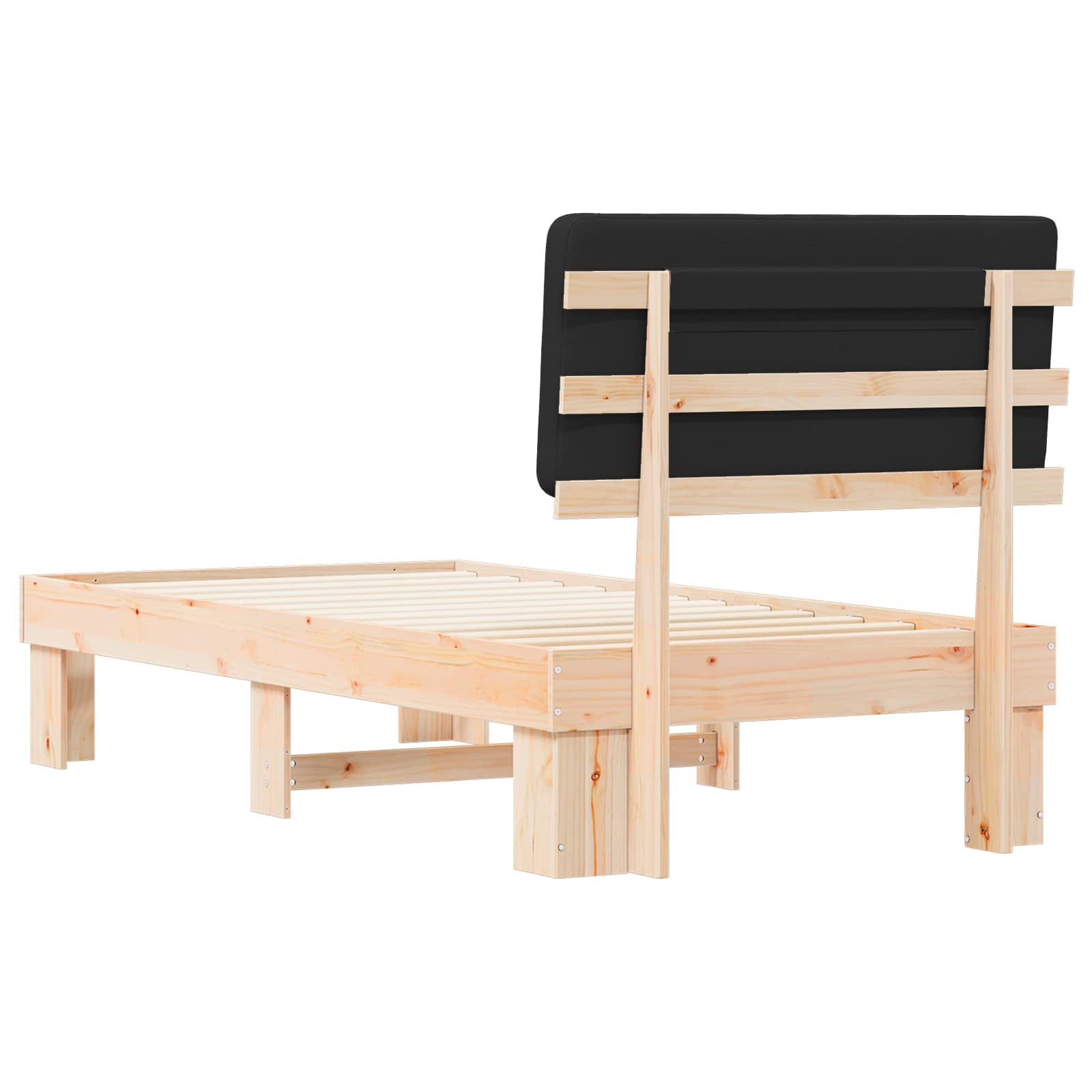 Bedframe met Gevoerd Hoofdgedeelte Zwart 80 x 200 cm is nu te koop bij PeponiXL, paradijselijk wonen!