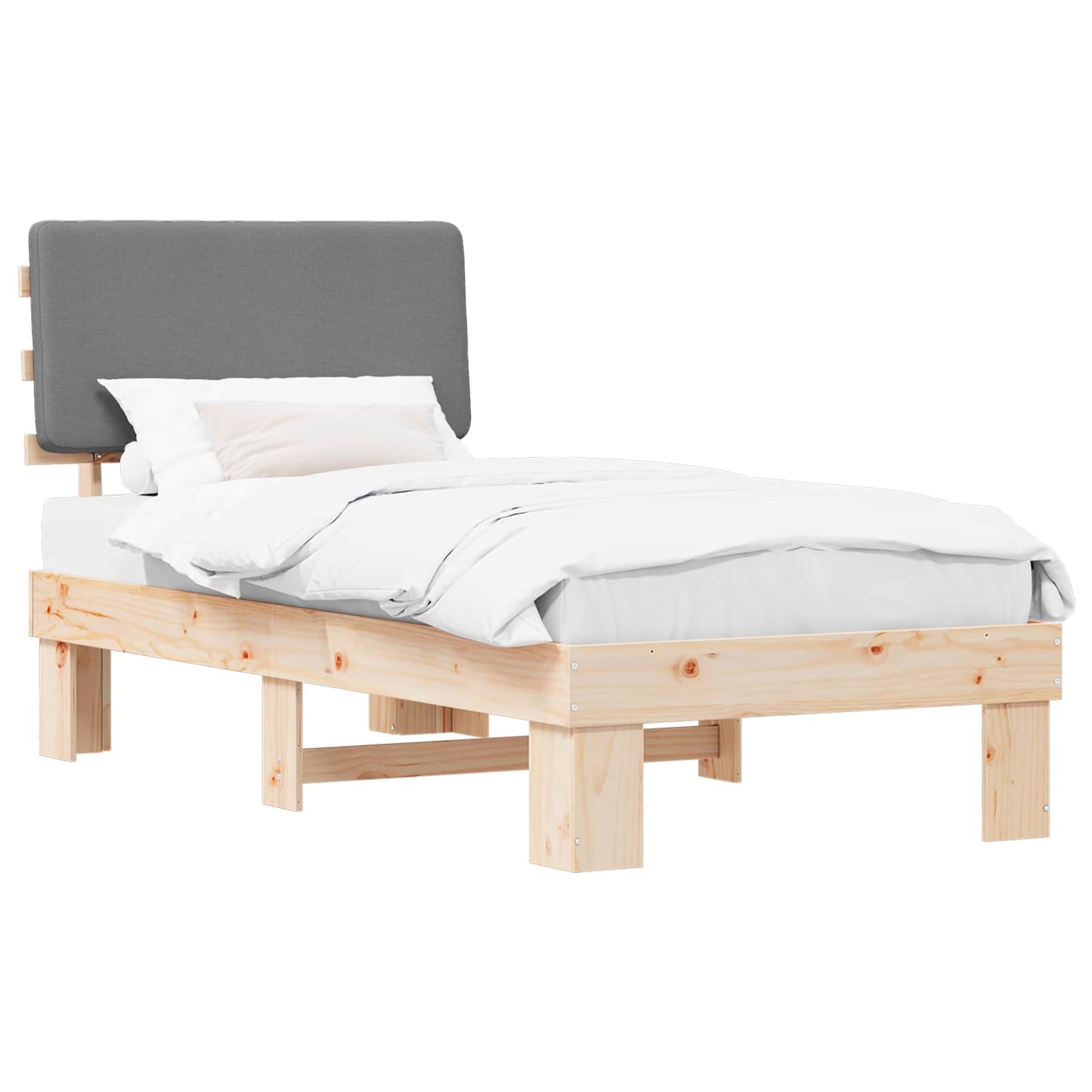 Bedframe met Gevoerd Hoofdgedeelte Lichtgrijs 90 x 190 cm is nu te koop bij PeponiXL, paradijselijk wonen!