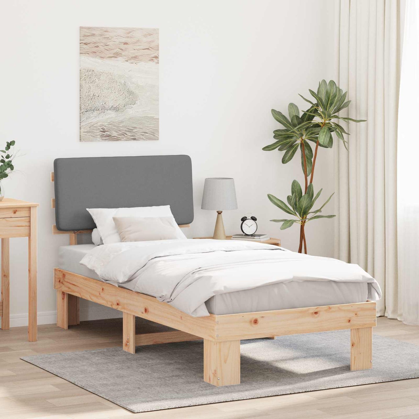 Bedframe met Gevoerd Hoofdgedeelte Lichtgrijs 75 x 190 cm is nu te koop bij PeponiXL, paradijselijk wonen!