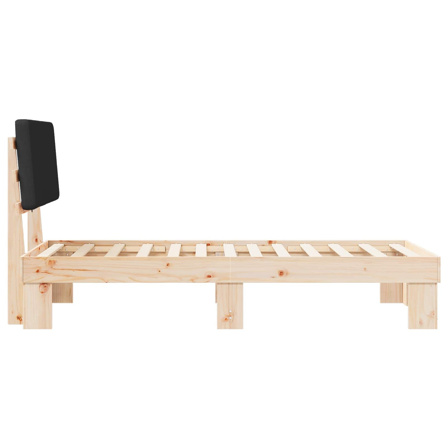 Bedframe met Gevoerd Hoofdgedeelte Zwart 75 x 190 cm is nu te koop bij PeponiXL, paradijselijk wonen!