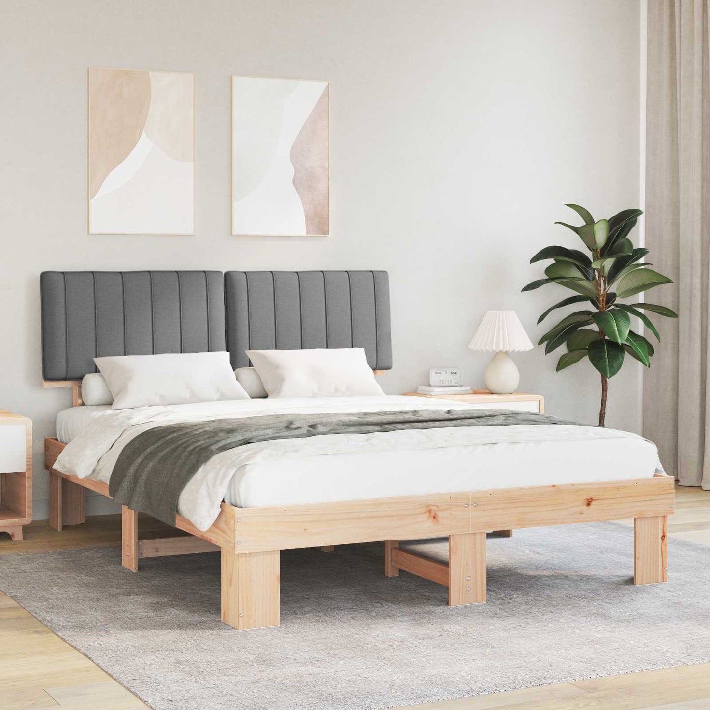 Bedframe met Gevoerd Hoofdgedeelte Lichtgrijs 160 x 200 cm is nu te koop bij PeponiXL, paradijselijk wonen!