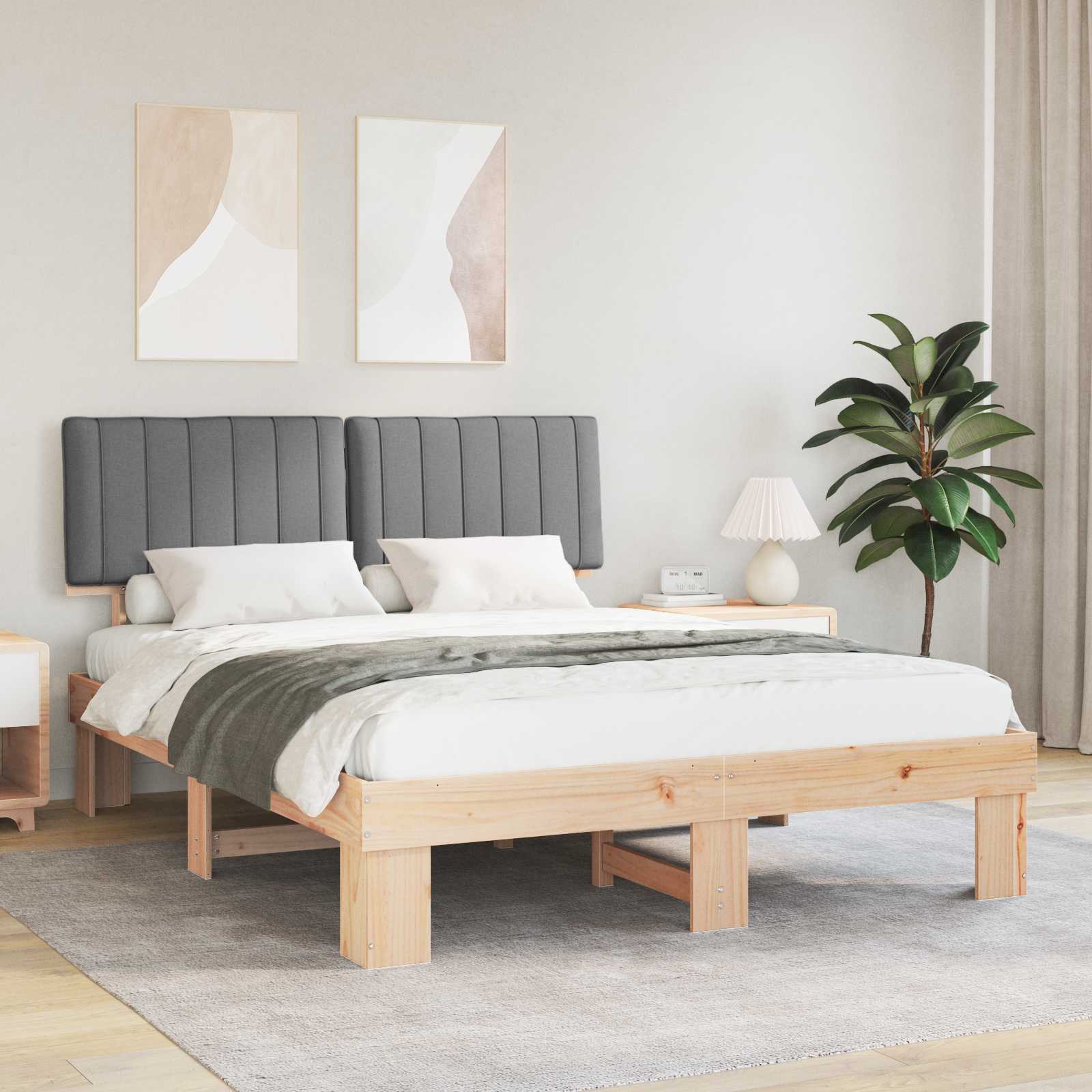 Bedframe met Gevoerd Hoofdgedeelte Lichtgrijs 160 x 200 cm is nu te koop bij PeponiXL, paradijselijk wonen!