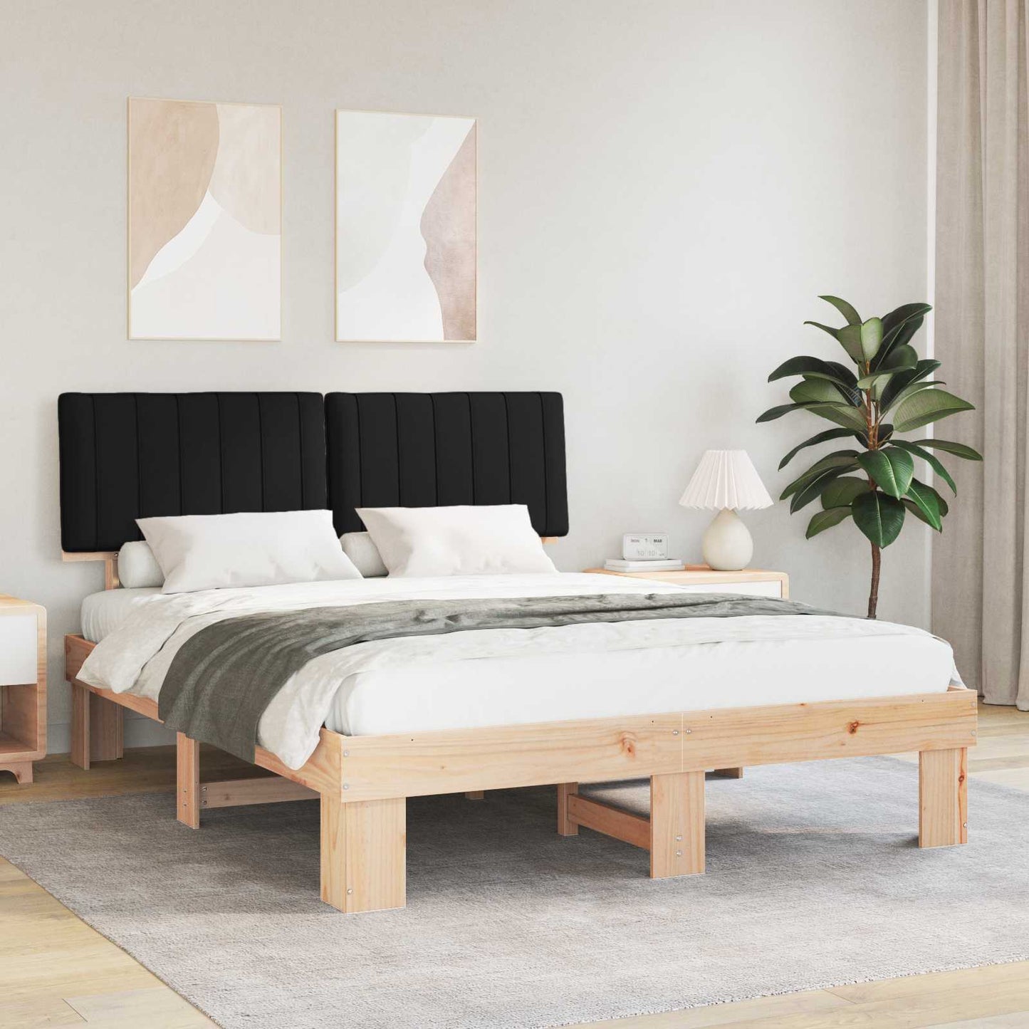 Bedframe met Gevoerd Hoofdgedeelte Zwart 160 x 200 cm is nu te koop bij PeponiXL, paradijselijk wonen!