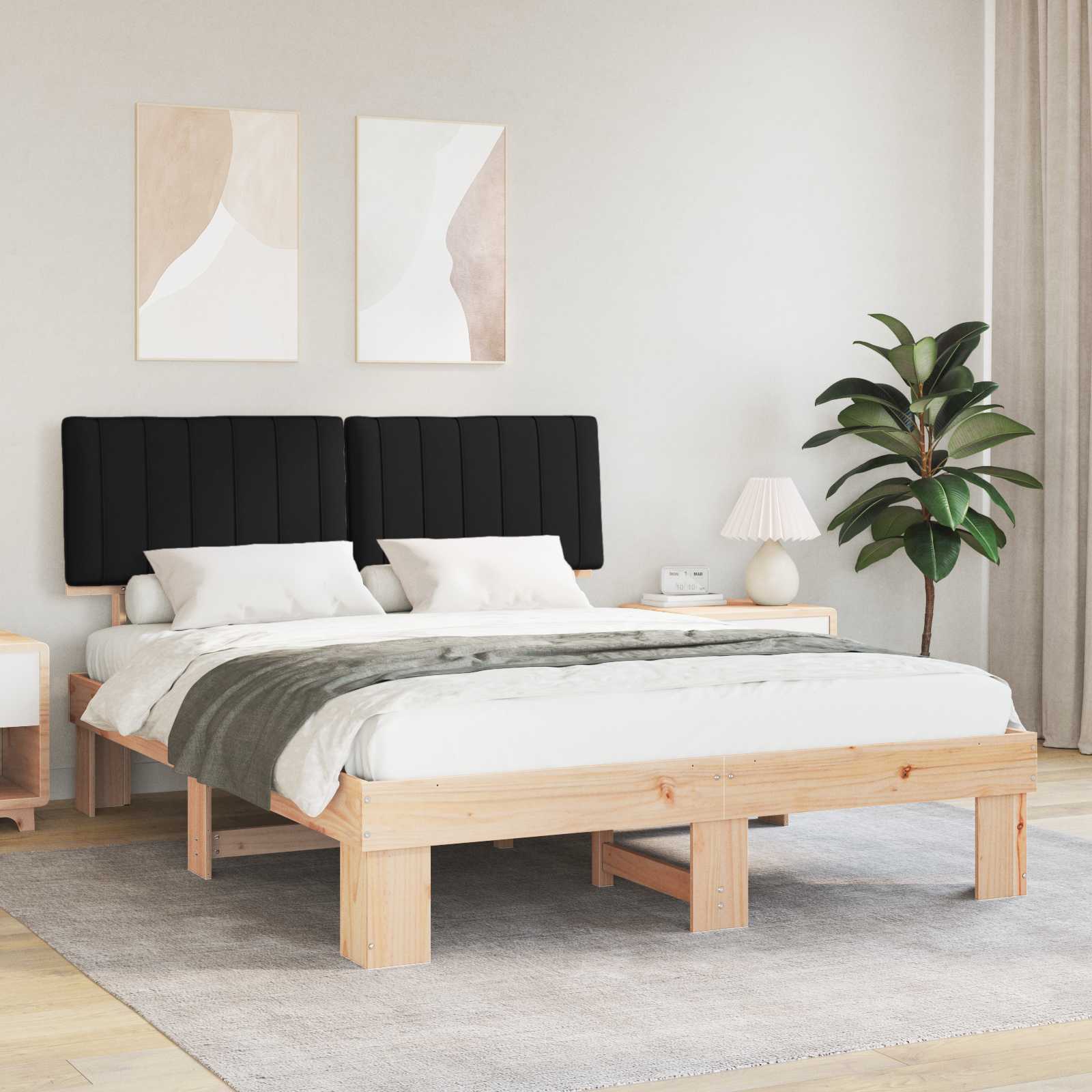 Bedframe met Gevoerd Hoofdgedeelte Zwart 160 x 200 cm is nu te koop bij PeponiXL, paradijselijk wonen!