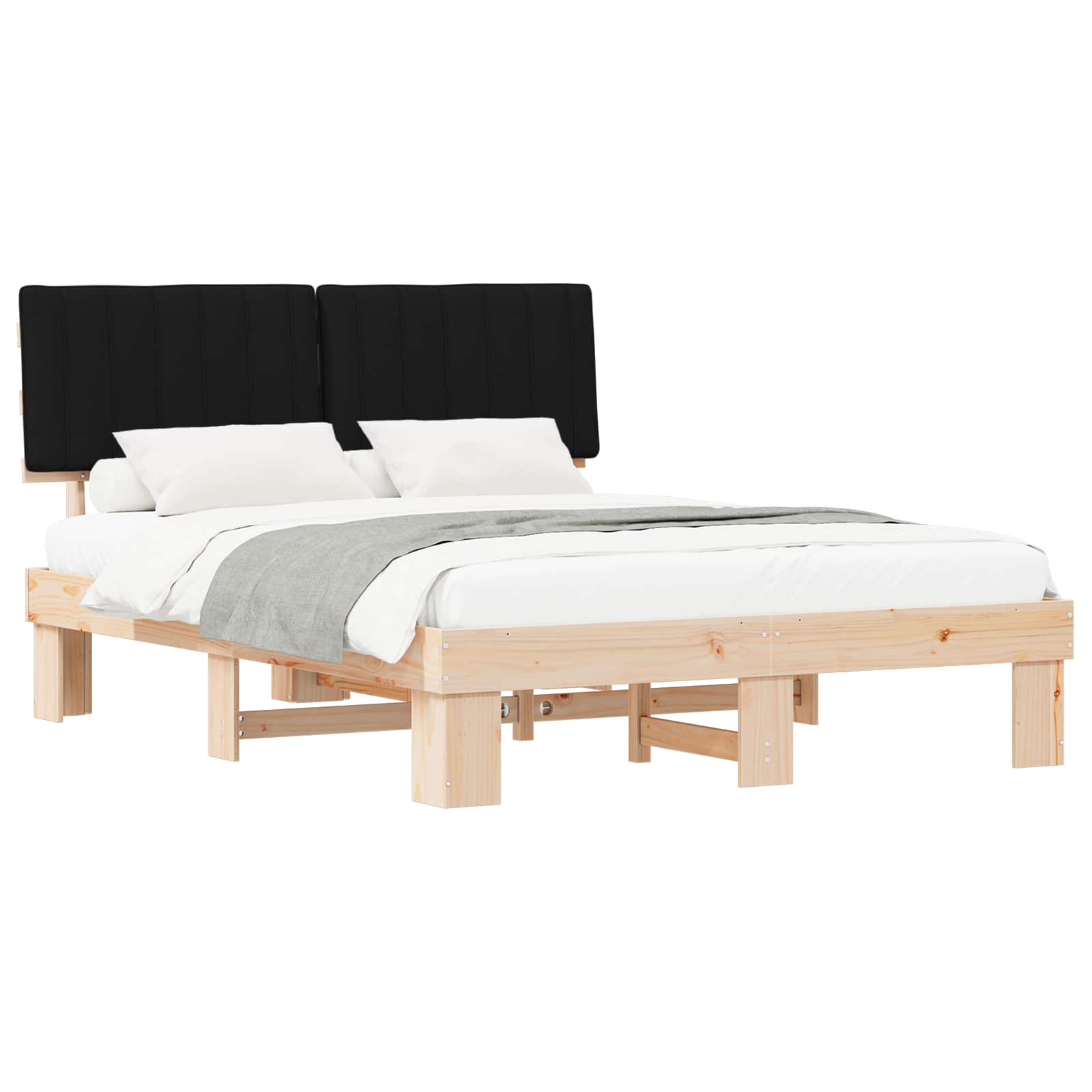 Bedframe met Gevoerd Hoofdgedeelte Zwart 160 x 200 cm is nu te koop bij PeponiXL, paradijselijk wonen!