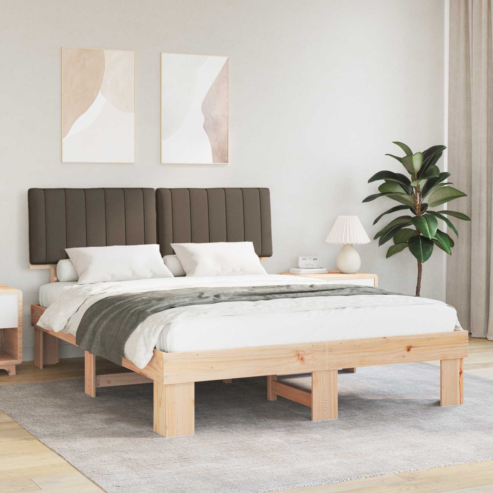 Bedframe met Gevoerd Hoofdgedeelte Taupe 160 x 200 cm is nu te koop bij PeponiXL, paradijselijk wonen!