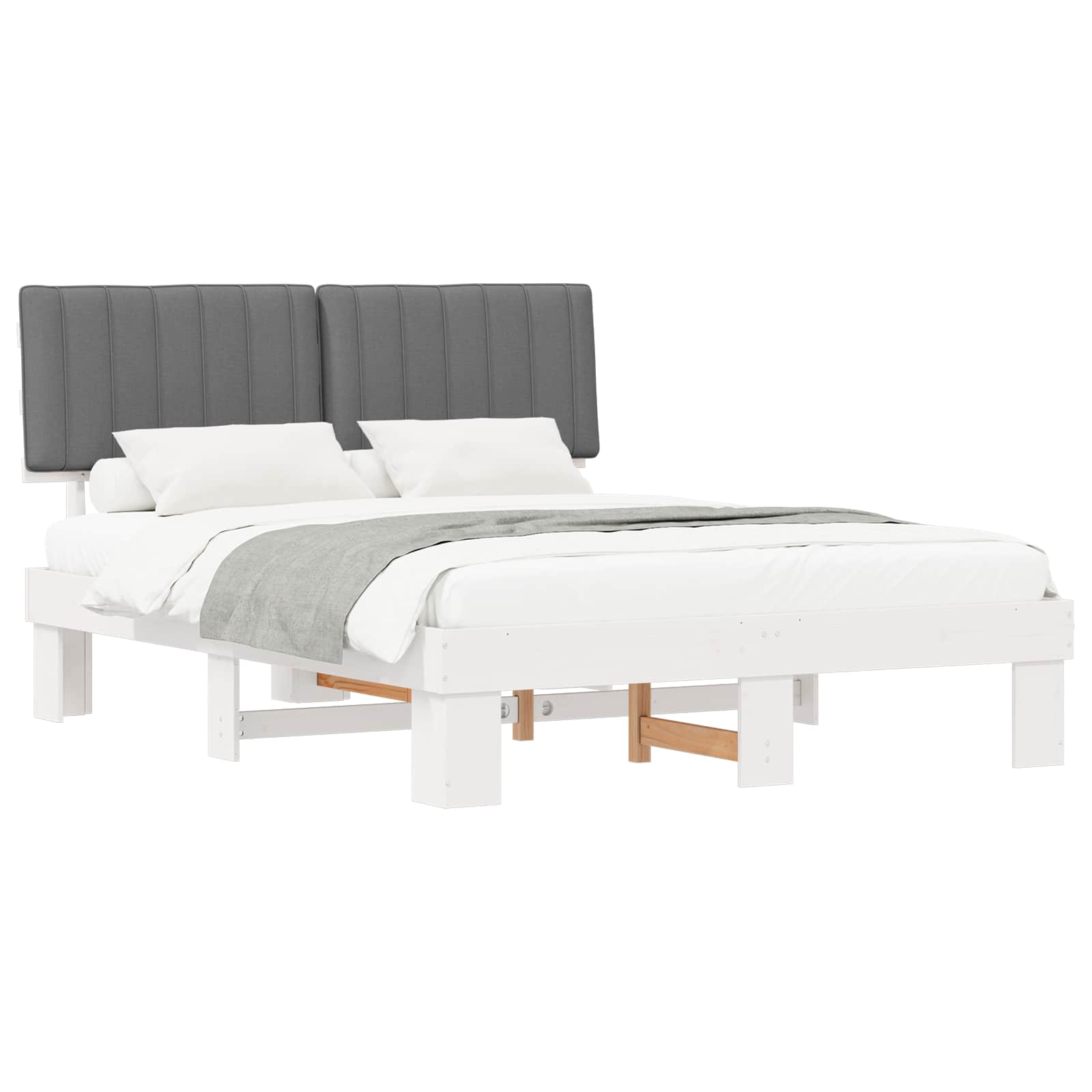 Bedframe met Gevoerd Hoofdgedeelte Lichtgrijs 160 x 200 cm is nu te koop bij PeponiXL, paradijselijk wonen!