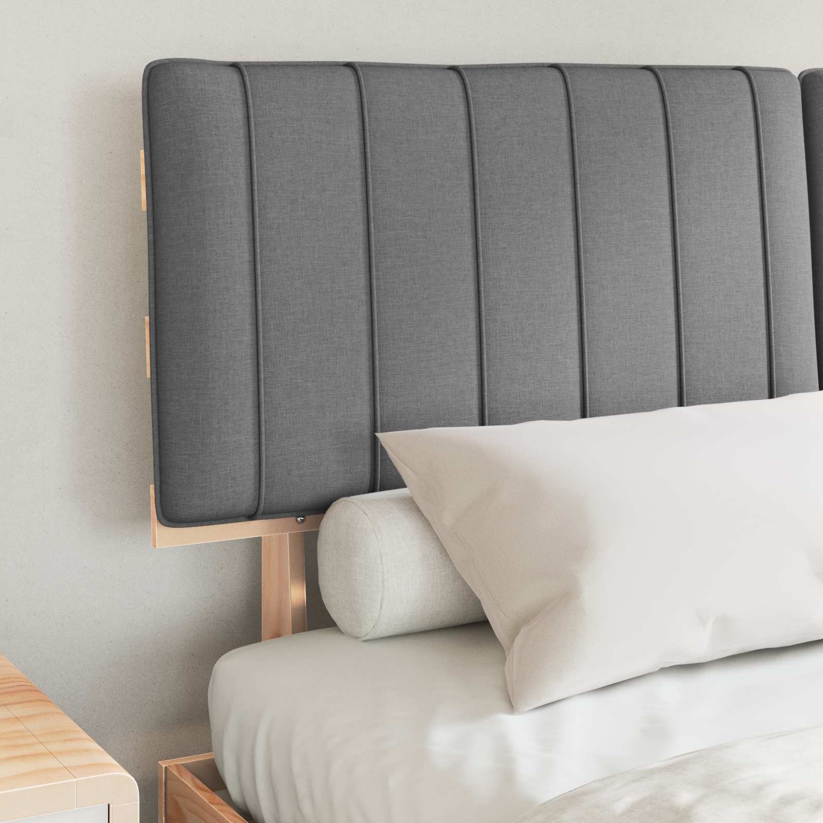 Bedframe met Gevoerd Hoofdgedeelte Lichtgrijs 150 x 200 cm is nu te koop bij PeponiXL, paradijselijk wonen!