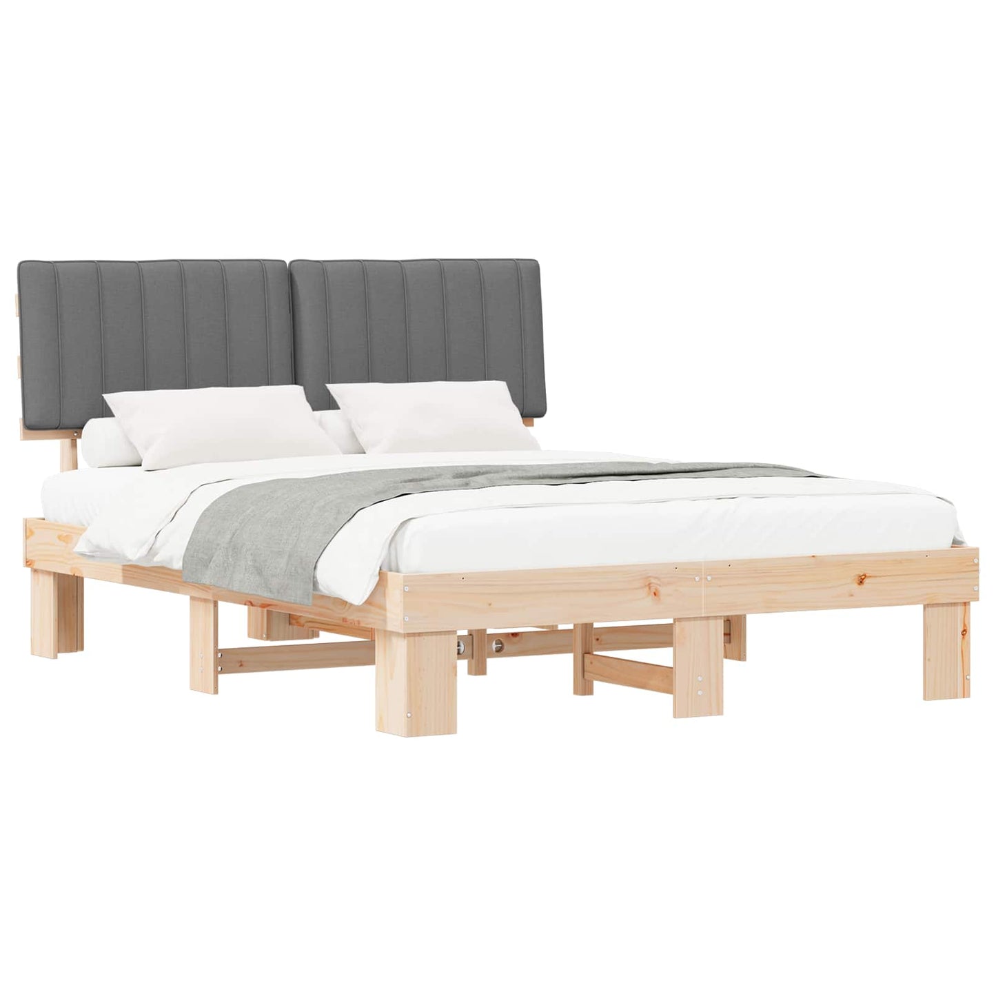 Bedframe met Gevoerd Hoofdgedeelte Lichtgrijs 150 x 200 cm is nu te koop bij PeponiXL, paradijselijk wonen!