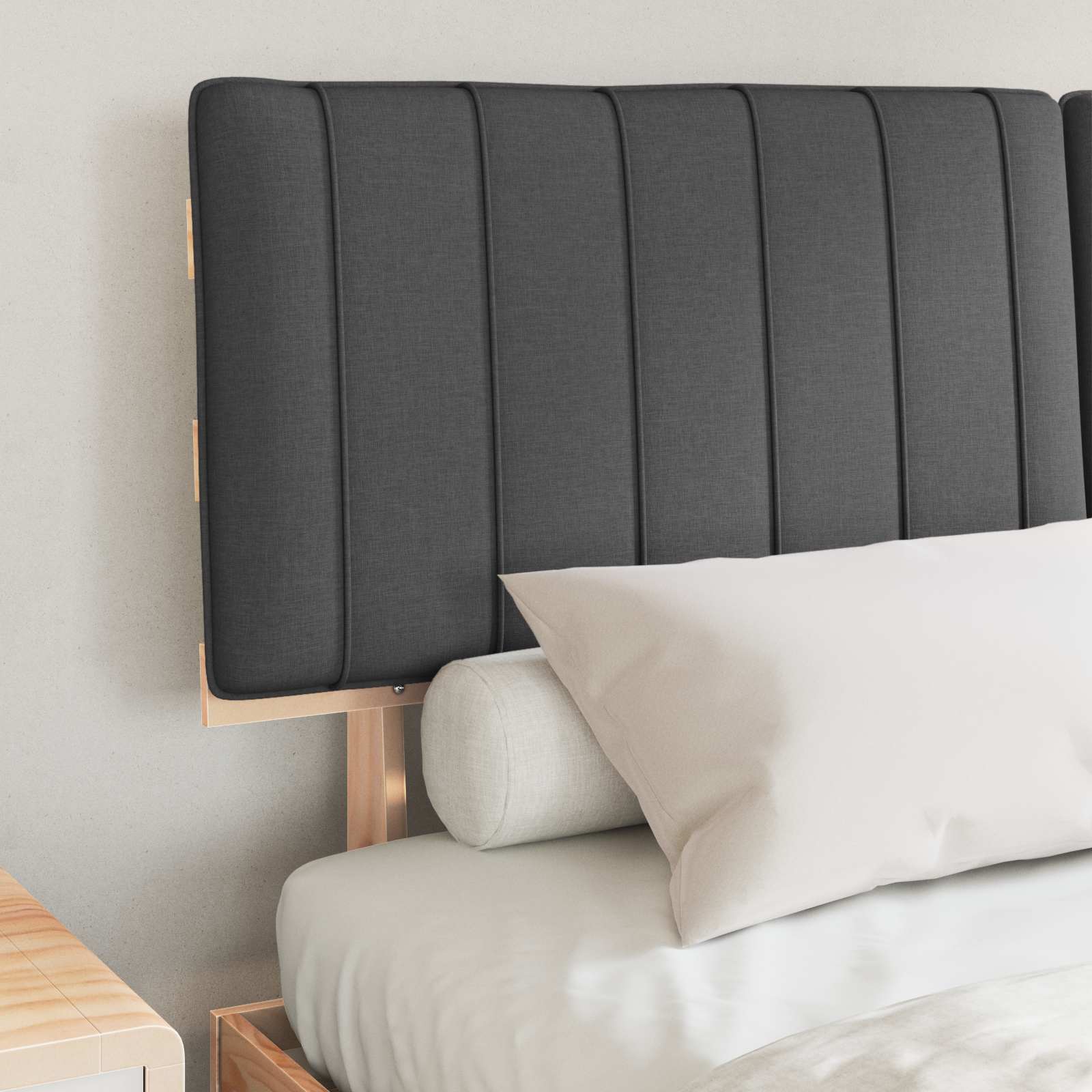 Bedframe met Gevoerd Hoofdgedeelte Donkergrijs 150 x 200 cm is nu te koop bij PeponiXL, paradijselijk wonen!
