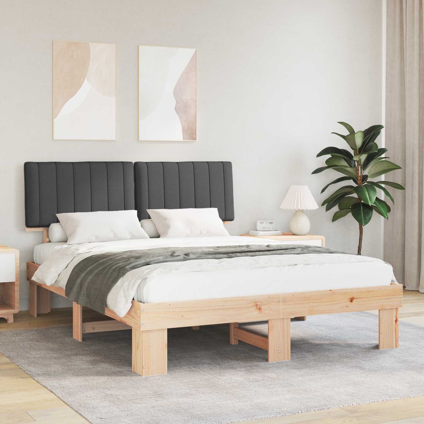 Bedframe met Gevoerd Hoofdgedeelte Donkergrijs 150 x 200 cm is nu te koop bij PeponiXL, paradijselijk wonen!