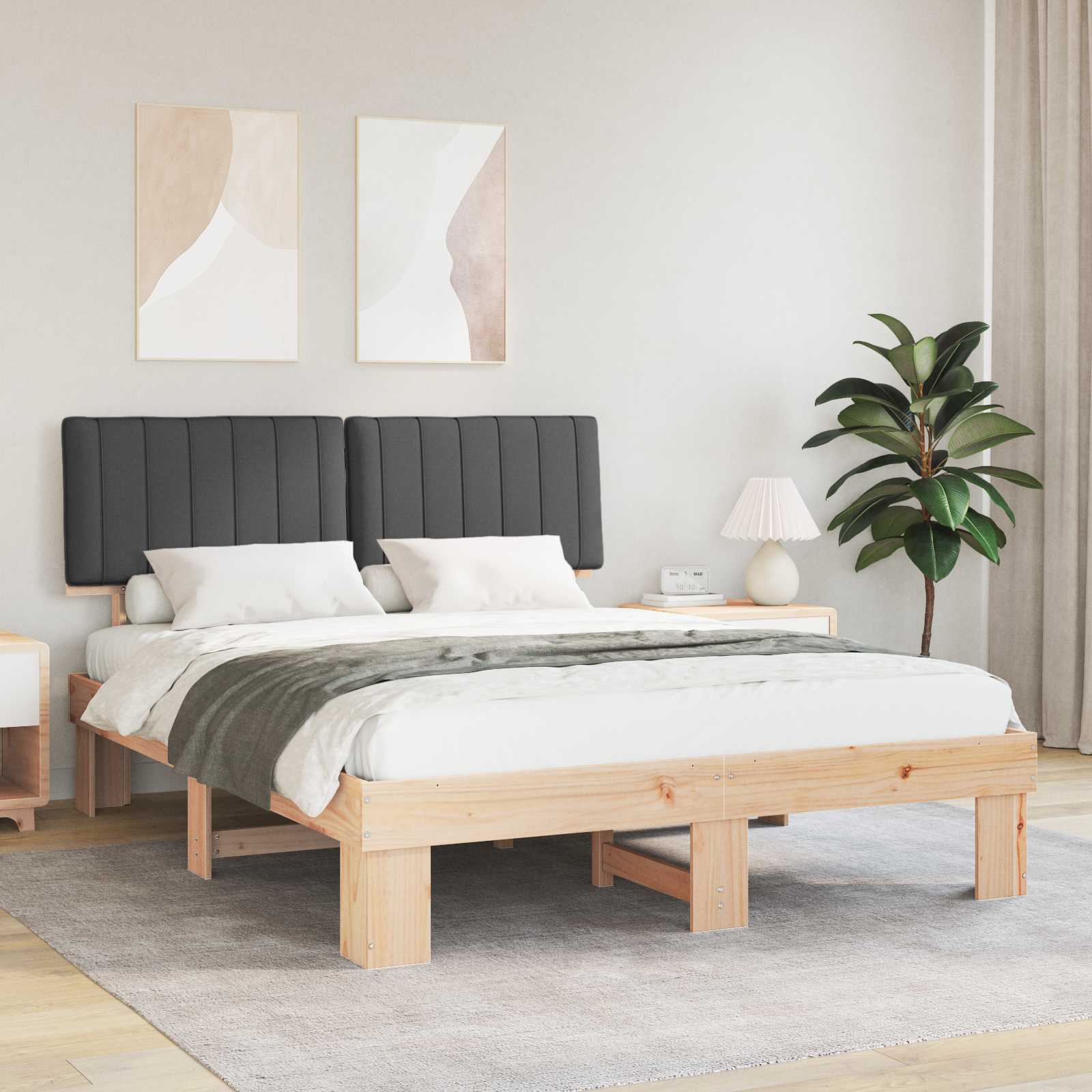 Bedframe met Gevoerd Hoofdgedeelte Donkergrijs 150 x 200 cm is nu te koop bij PeponiXL, paradijselijk wonen!