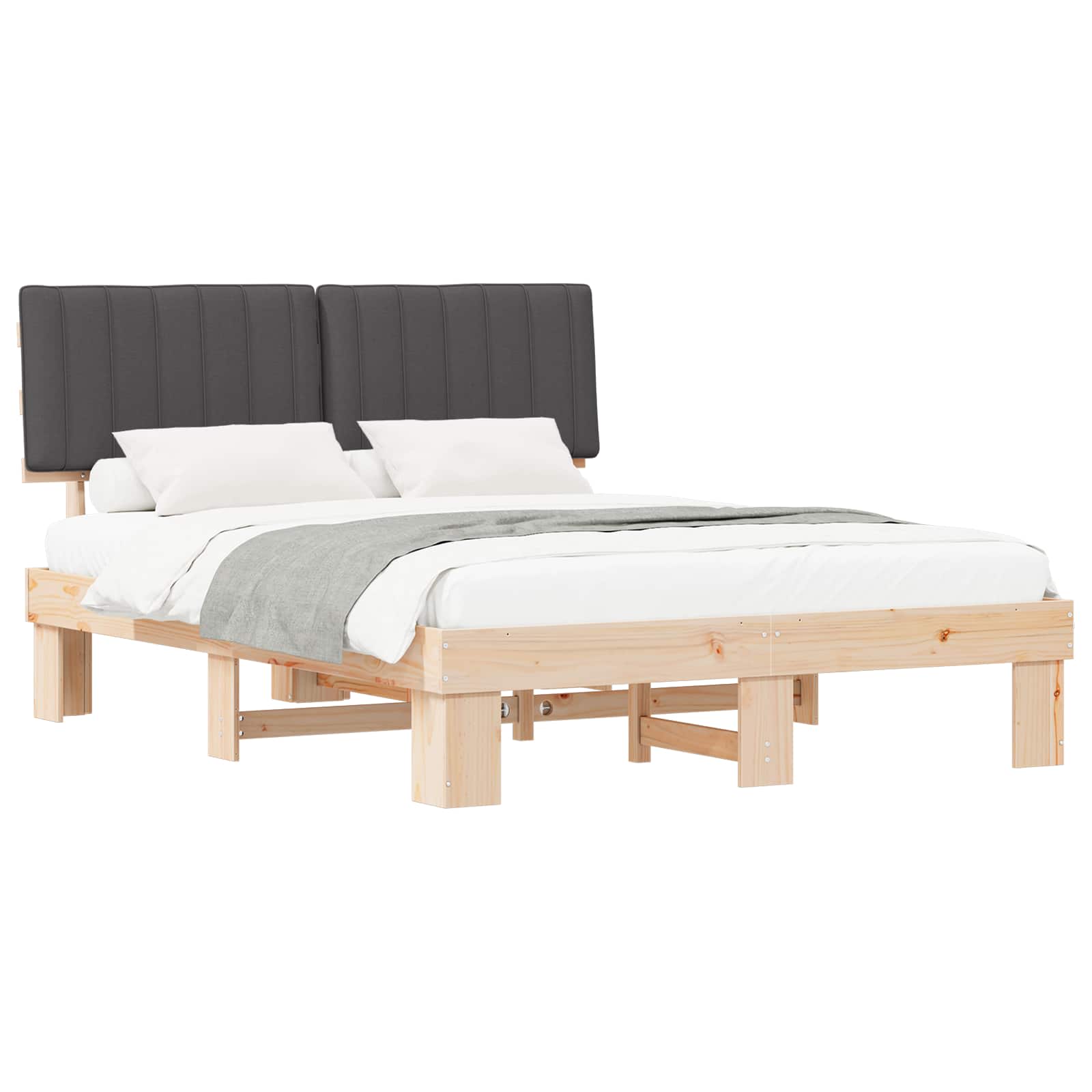 Bedframe met Gevoerd Hoofdgedeelte Donkergrijs 150 x 200 cm is nu te koop bij PeponiXL, paradijselijk wonen!