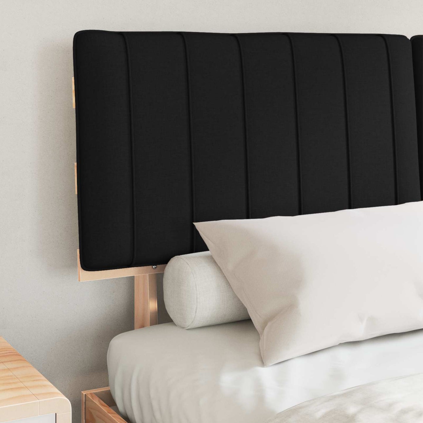 Bedframe met Gevoerd Hoofdgedeelte Zwart 150 x 200 cm is nu te koop bij PeponiXL, paradijselijk wonen!