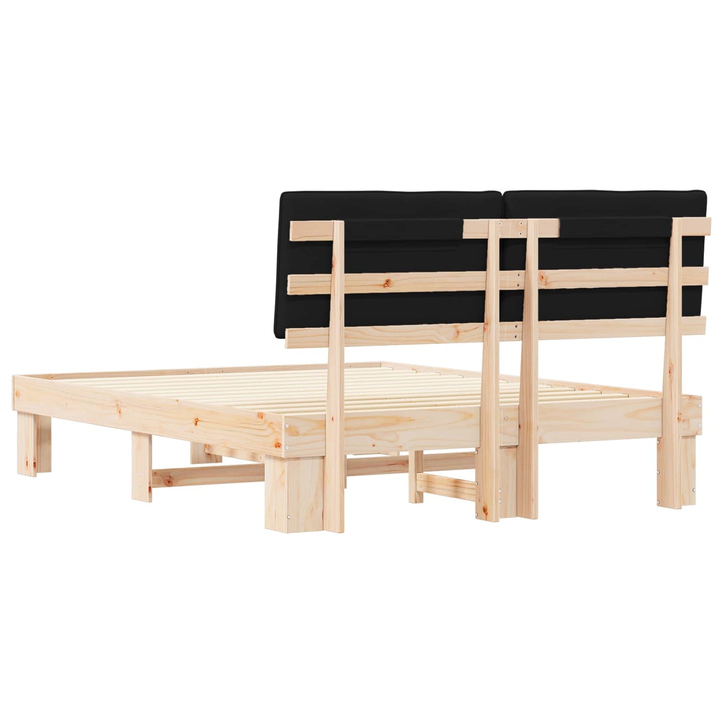 Bedframe met Gevoerd Hoofdgedeelte Zwart 150 x 200 cm is nu te koop bij PeponiXL, paradijselijk wonen!
