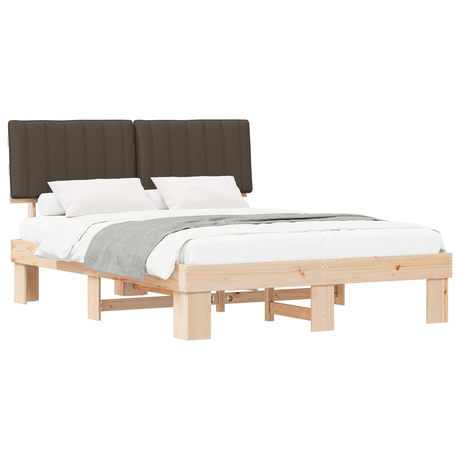 Bedframe met Gevoerd Hoofdgedeelte Taupe 150 x 200 cm is nu te koop bij PeponiXL, paradijselijk wonen!