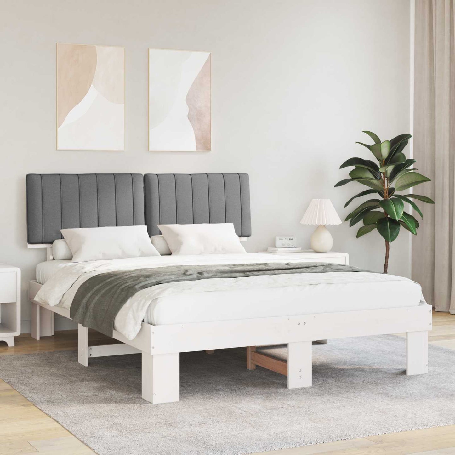 Bedframe met Gevoerd Hoofdgedeelte Lichtgrijs 150 x 200 cm is nu te koop bij PeponiXL, paradijselijk wonen!