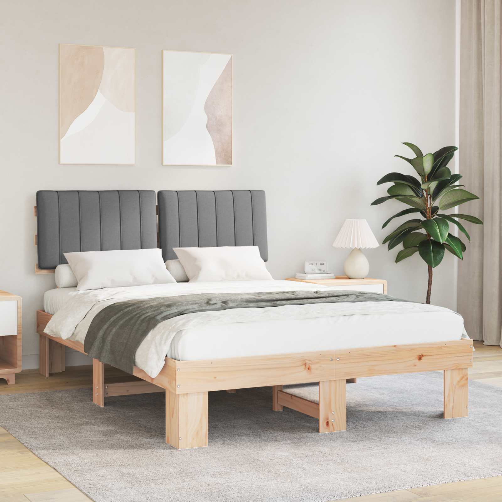Bedframe met Gevoerd Hoofdgedeelte Lichtgrijs 140 x 200 cm is nu te koop bij PeponiXL, paradijselijk wonen!