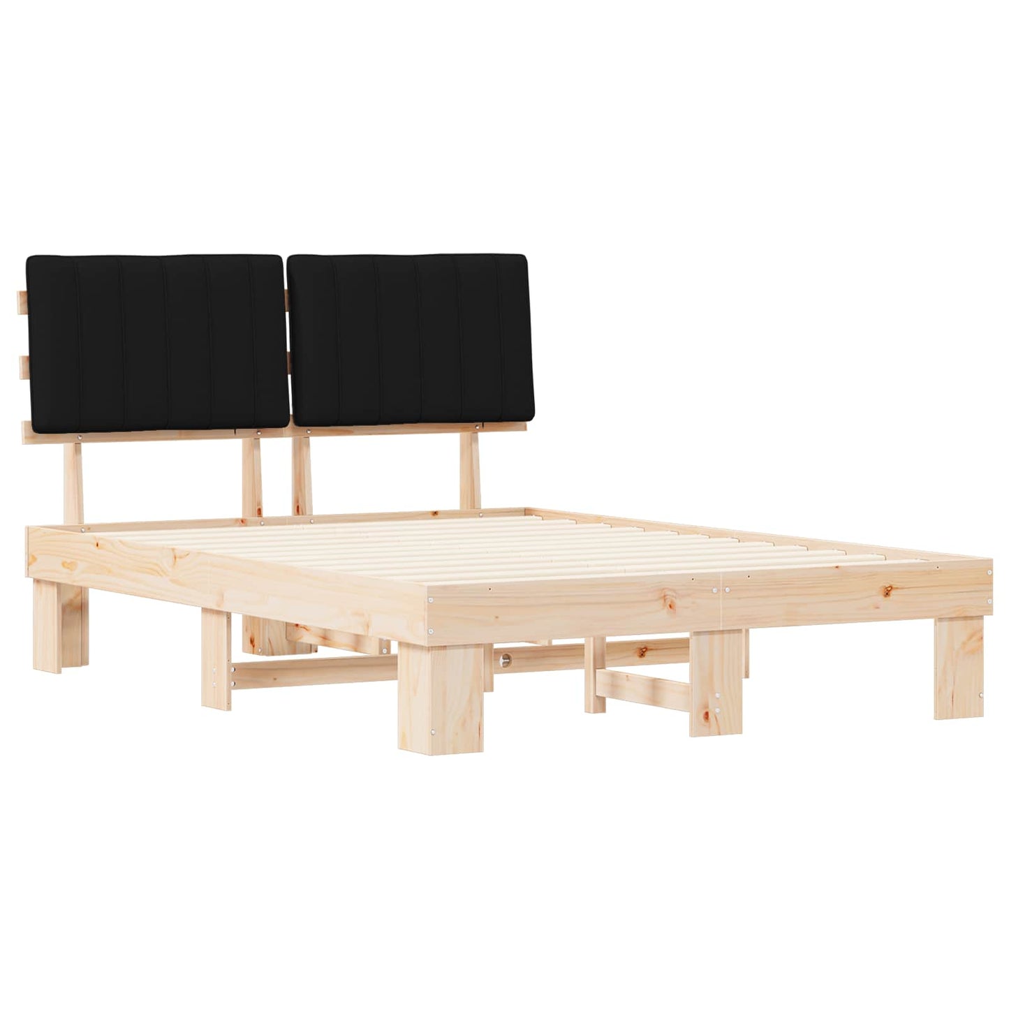 Bedframe met Gevoerd Hoofdgedeelte Zwart 140 x 200 cm is nu te koop bij PeponiXL, paradijselijk wonen!