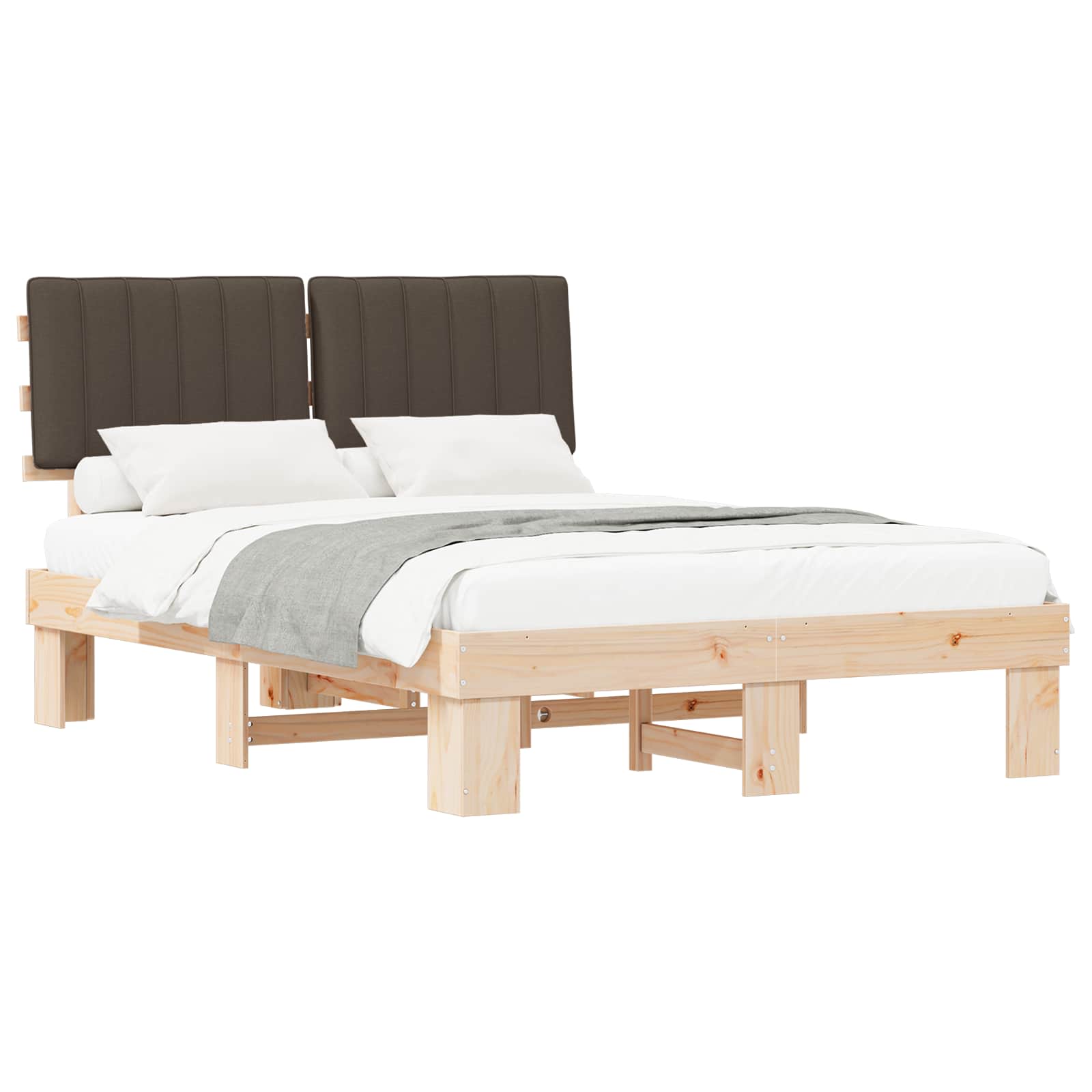 Bedframe met Gevoerd Hoofdgedeelte Taupe 140 x 200 cm is nu te koop bij PeponiXL, paradijselijk wonen!