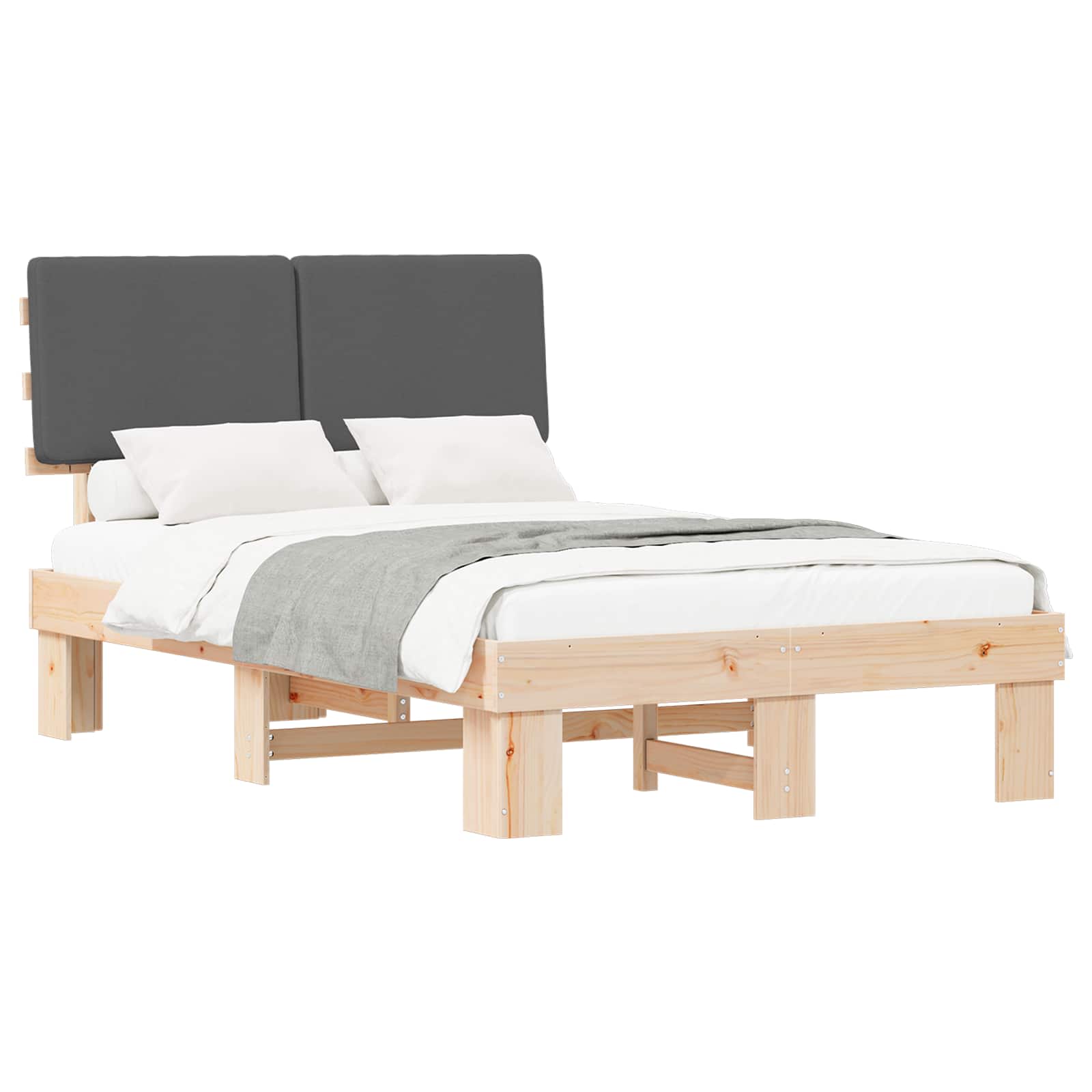 Bedframe met Gevoerd Hoofdgedeelte Donkergrijs 120 x 200 cm is nu te koop bij PeponiXL, paradijselijk wonen!