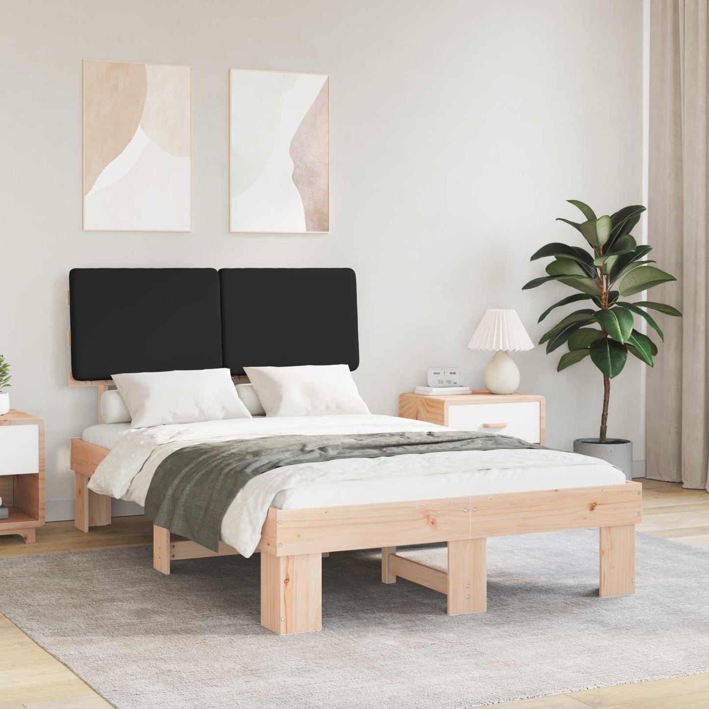 Bedframe met Gevoerd Hoofdgedeelte Zwart 120 x 200 cm is nu te koop bij PeponiXL, paradijselijk wonen!