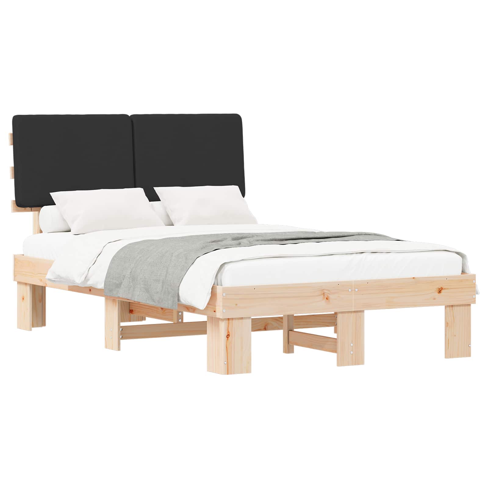 Bedframe met Gevoerd Hoofdgedeelte Zwart 120 x 200 cm is nu te koop bij PeponiXL, paradijselijk wonen!