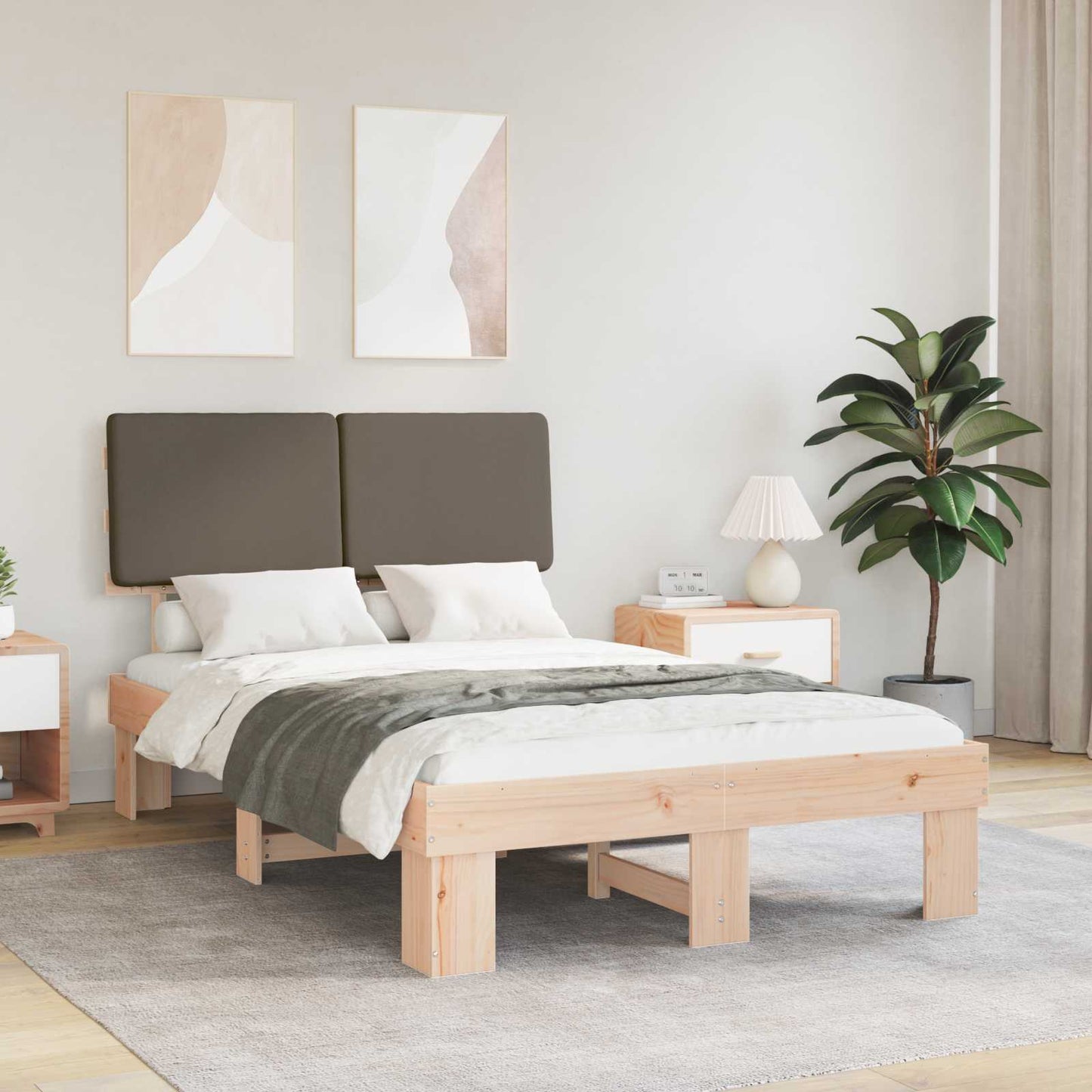 Bedframe met Gevoerd Hoofdgedeelte Taupe 120 x 200 cm is nu te koop bij PeponiXL, paradijselijk wonen!