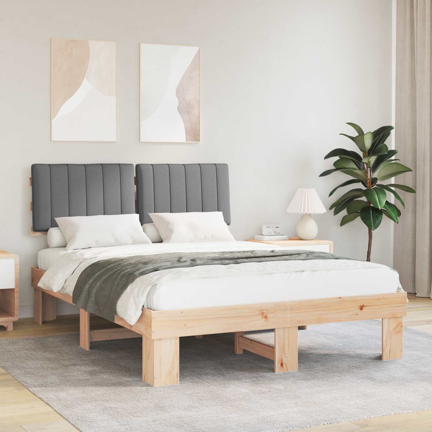 Bedframe met Gevoerd Hoofdgedeelte Lichtgrijs 140 x 190 cm is nu te koop bij PeponiXL, paradijselijk wonen!