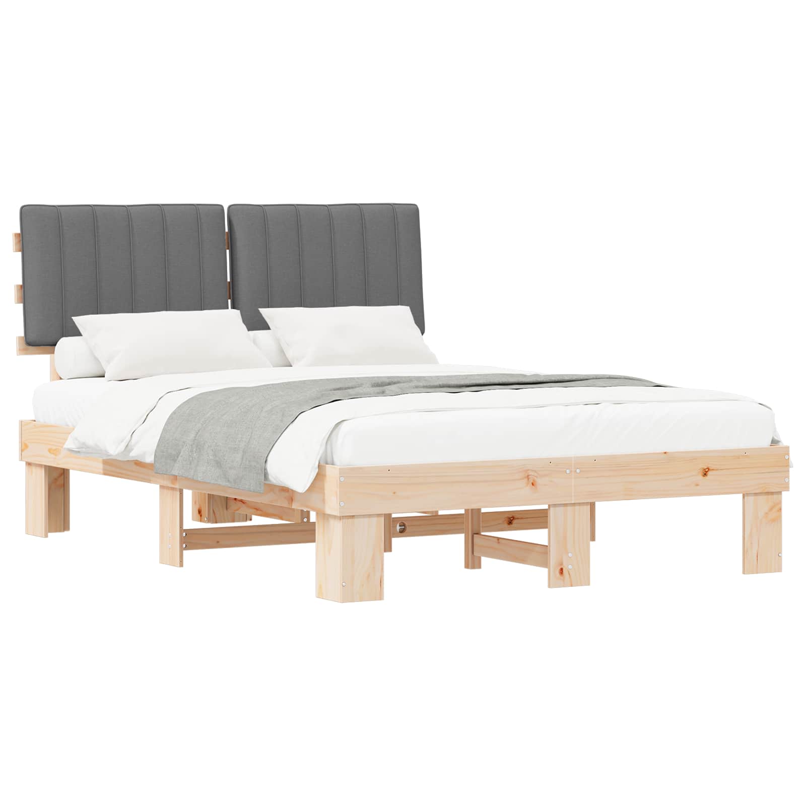 Bedframe met Gevoerd Hoofdgedeelte Lichtgrijs 140 x 190 cm is nu te koop bij PeponiXL, paradijselijk wonen!