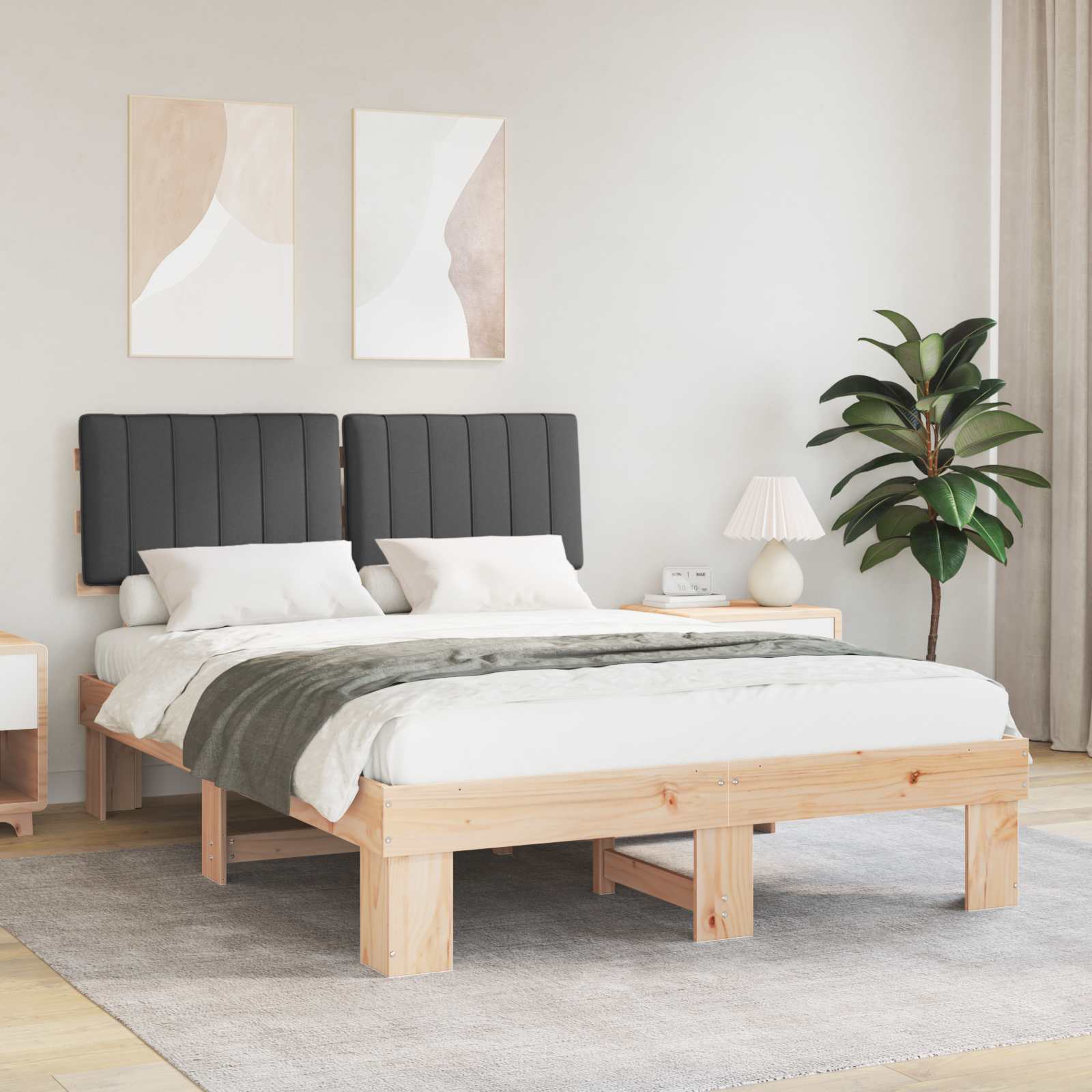 Bedframe met Gevoerd Hoofdgedeelte Donkergrijs 140 x 190 cm is nu te koop bij PeponiXL, paradijselijk wonen!